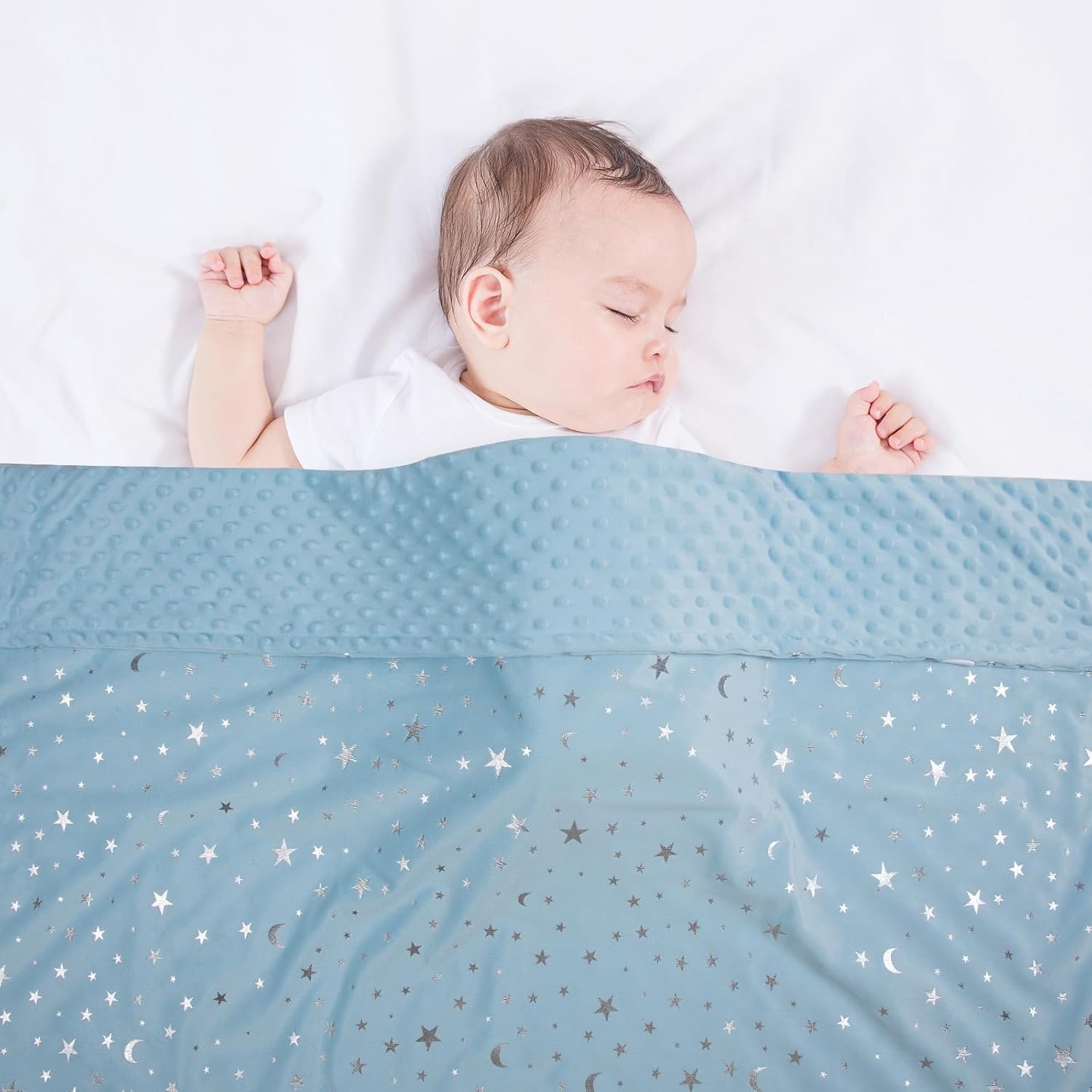Donsonny Baby Blanket Soft Minky Reversible 30x40 Inch Blue