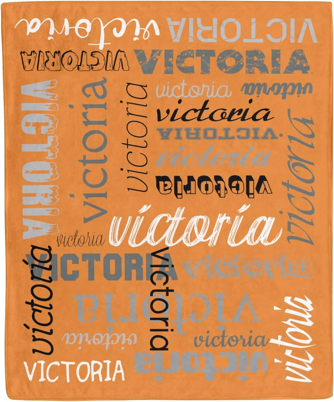Personalized Orange Baby Blanket with Name for Boys Girls