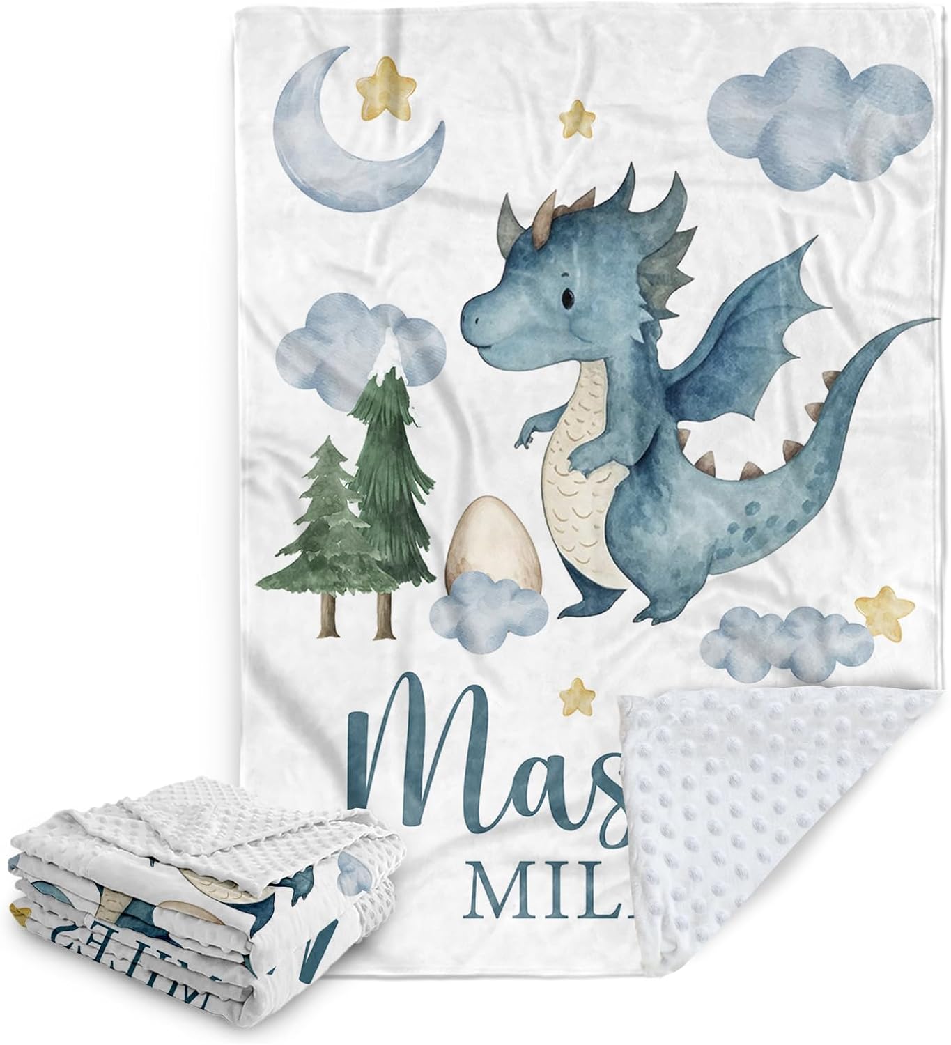Personalized Baby Boy Dinosaur Blanket Custom Name Blanket for Toddlers and Infants