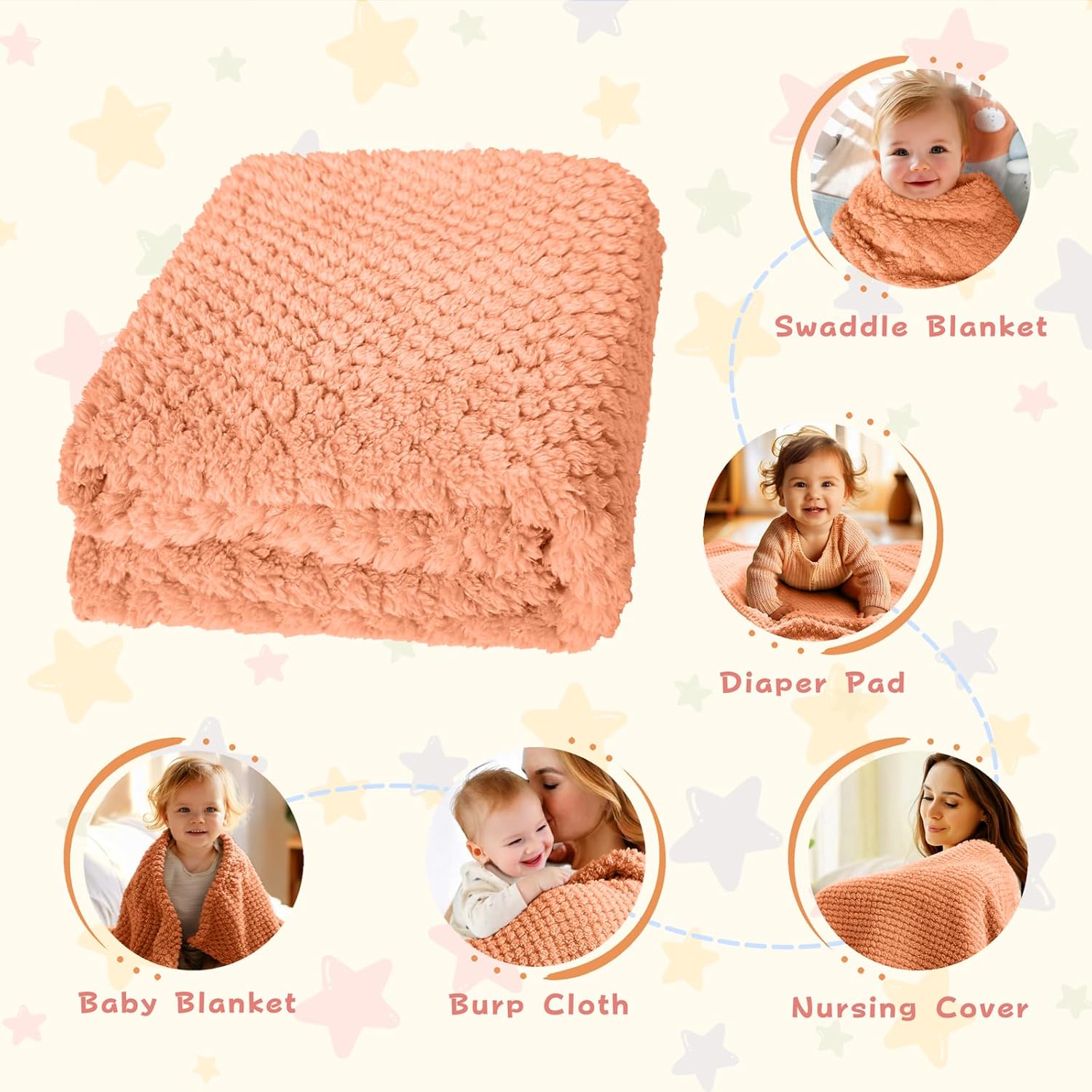 KENPERRY Ultra Soft Fleece Baby Blanket 30 X 40 Orange
