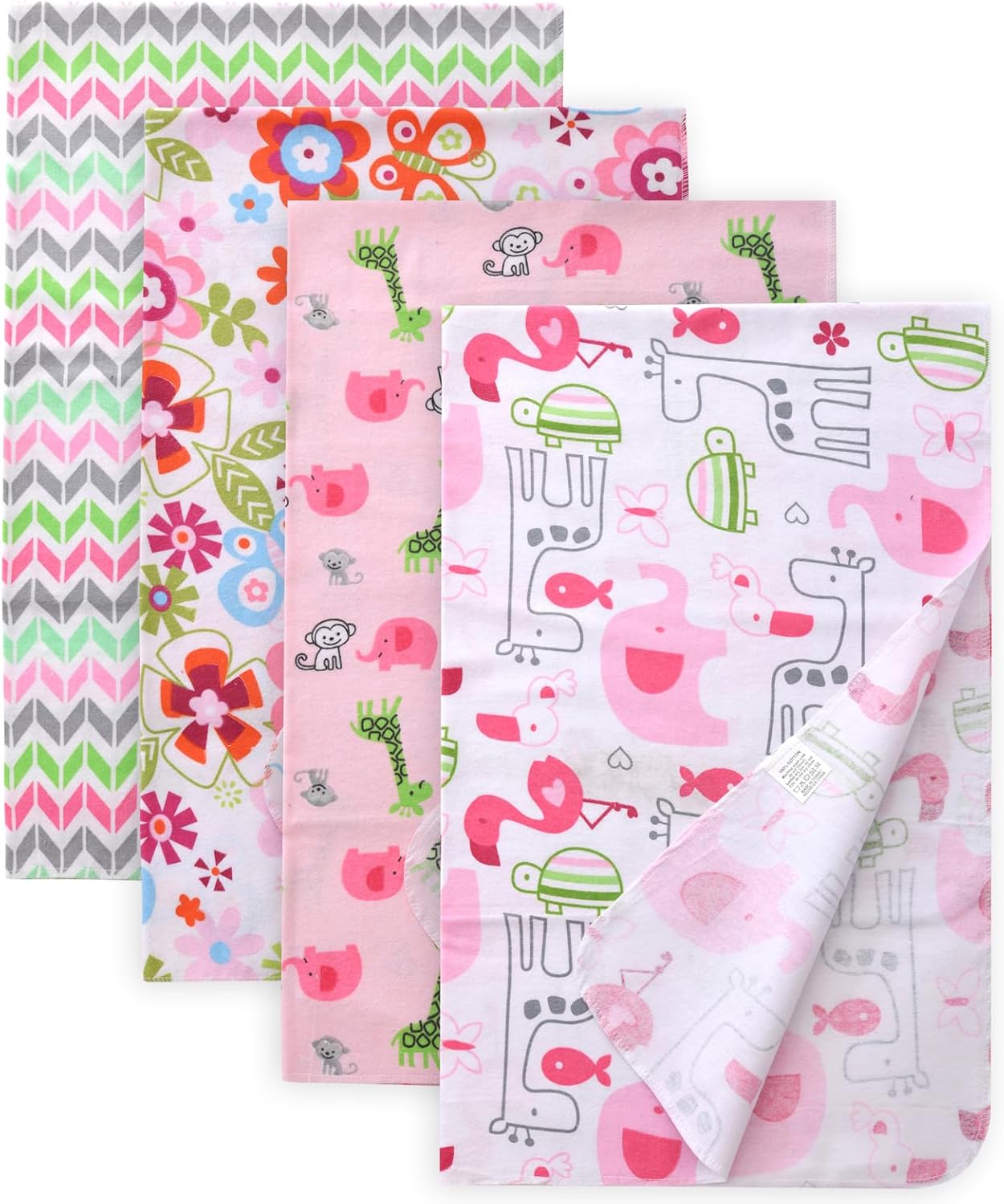 Gina Era 4 Pcs Cotton Flannel Receiving Blankets