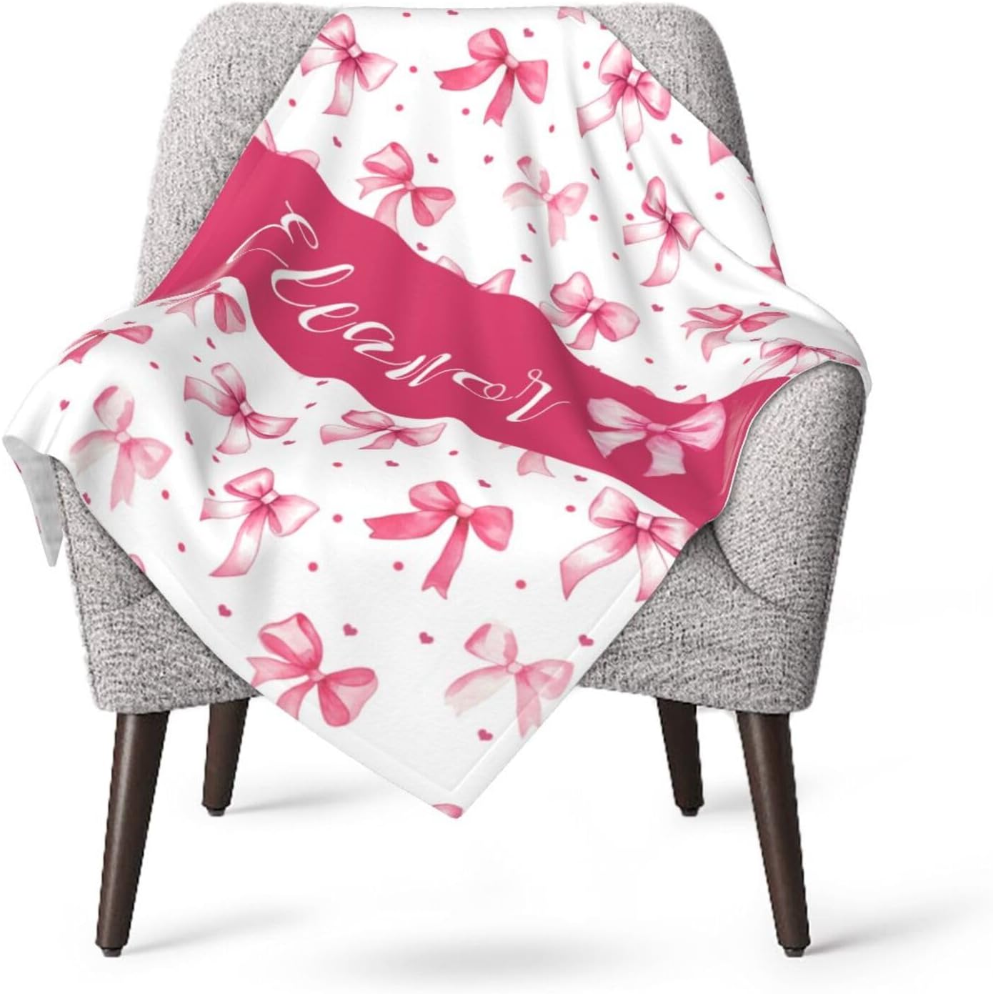 Personalized Bow Baby Blanket With Name