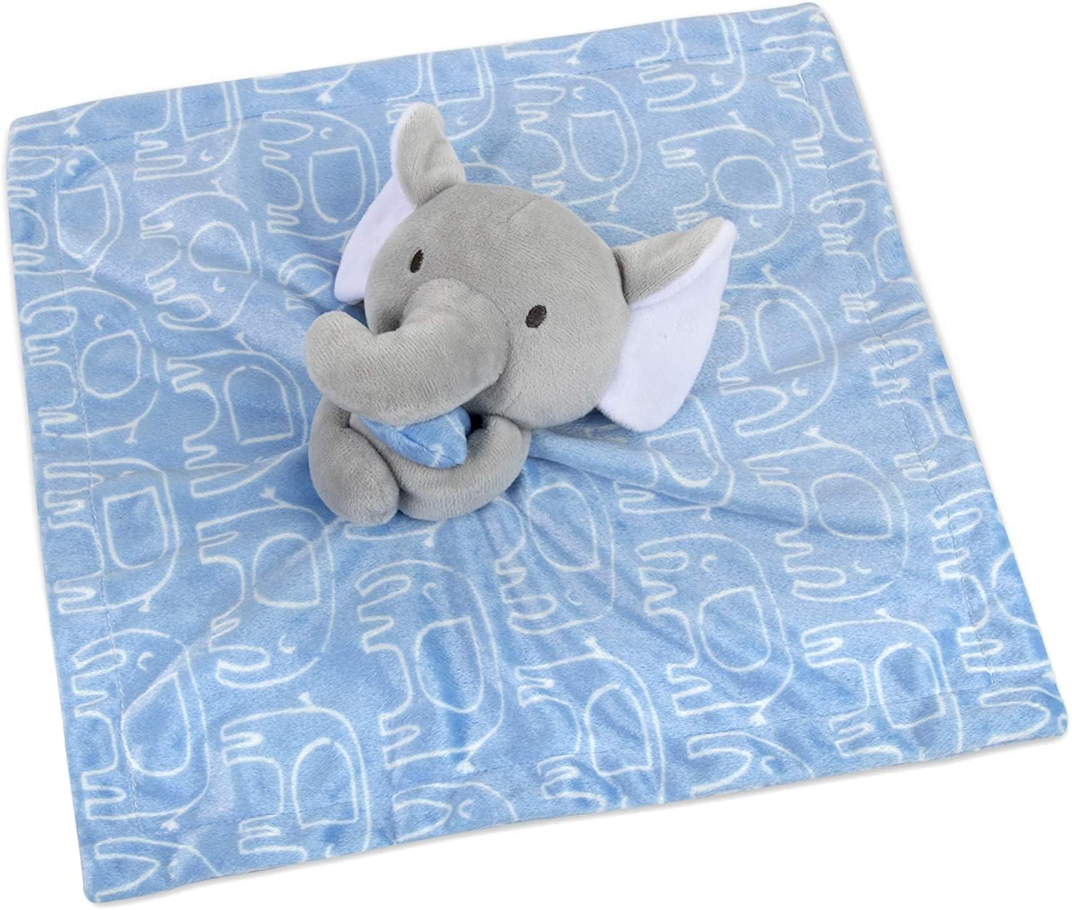 Minky Animal Snuggler Lovey Blanket for Kids - Blue Elephant Design