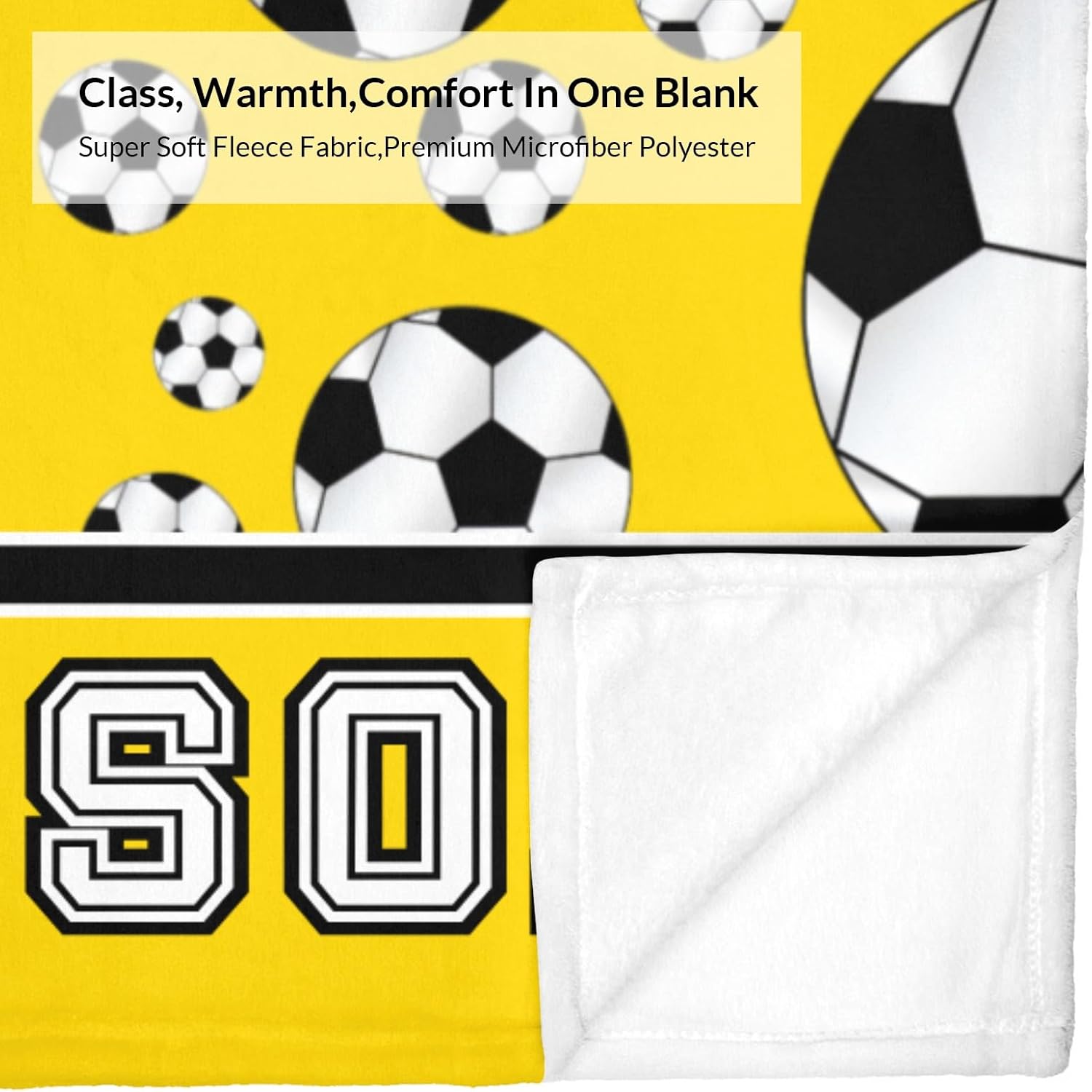 Deven Soccer Yellow Personalized Baby Blanket - 30x40 Inches
