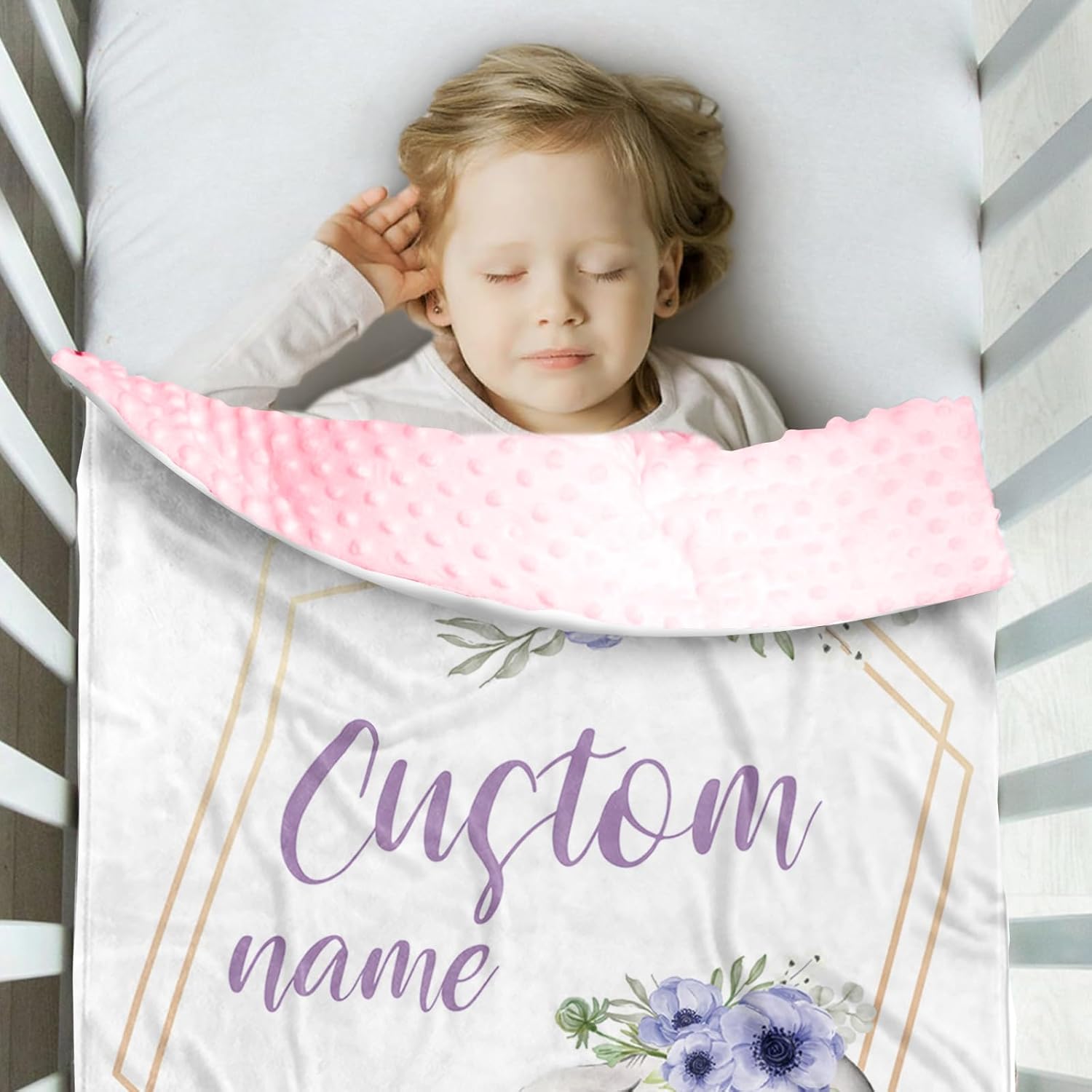 YISMEET Personalized Baby Blanket with Name Elephant Theme