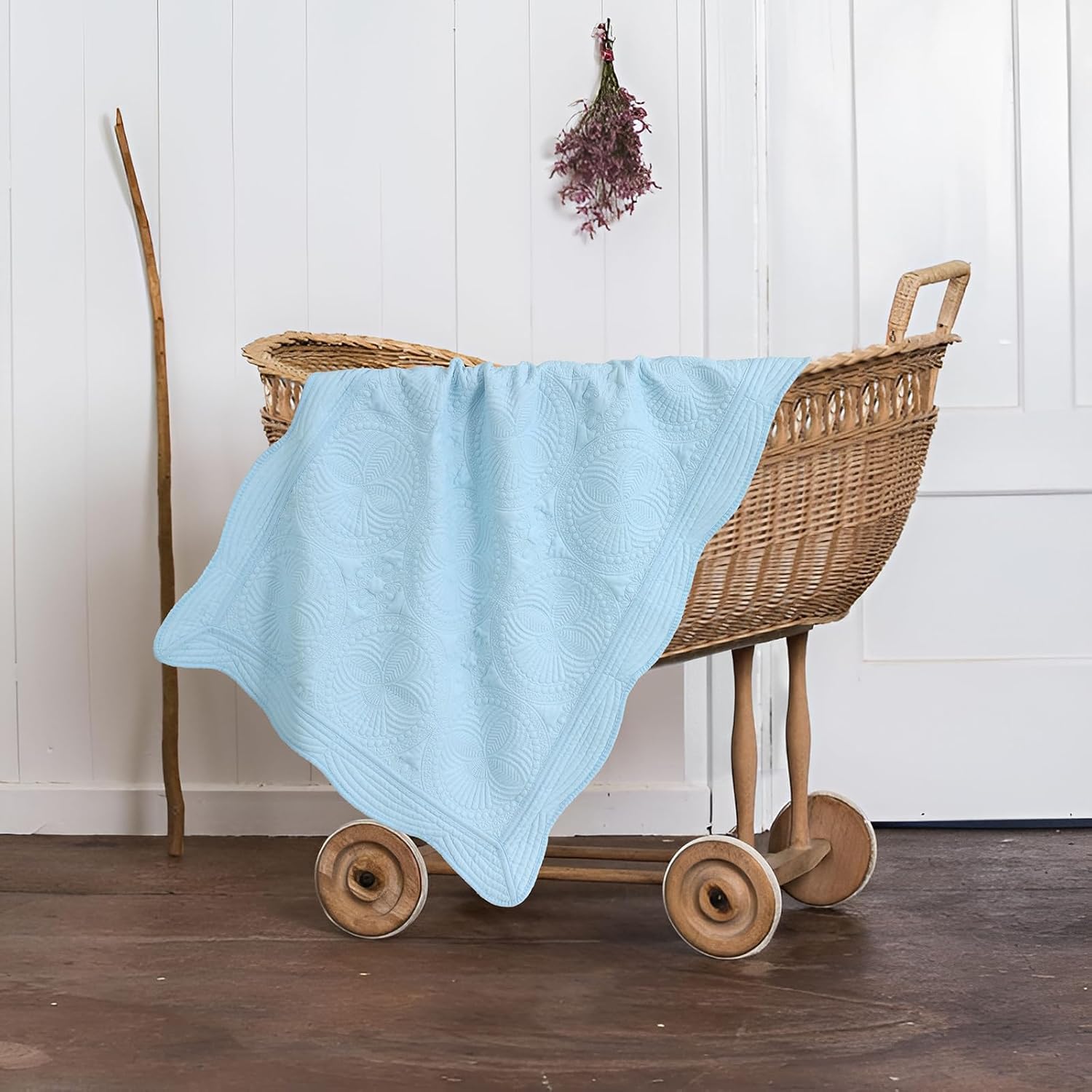 MONOBLANKS Baby Quilt Personalized Monogram Lightweight Embossed Throw Blanket 1