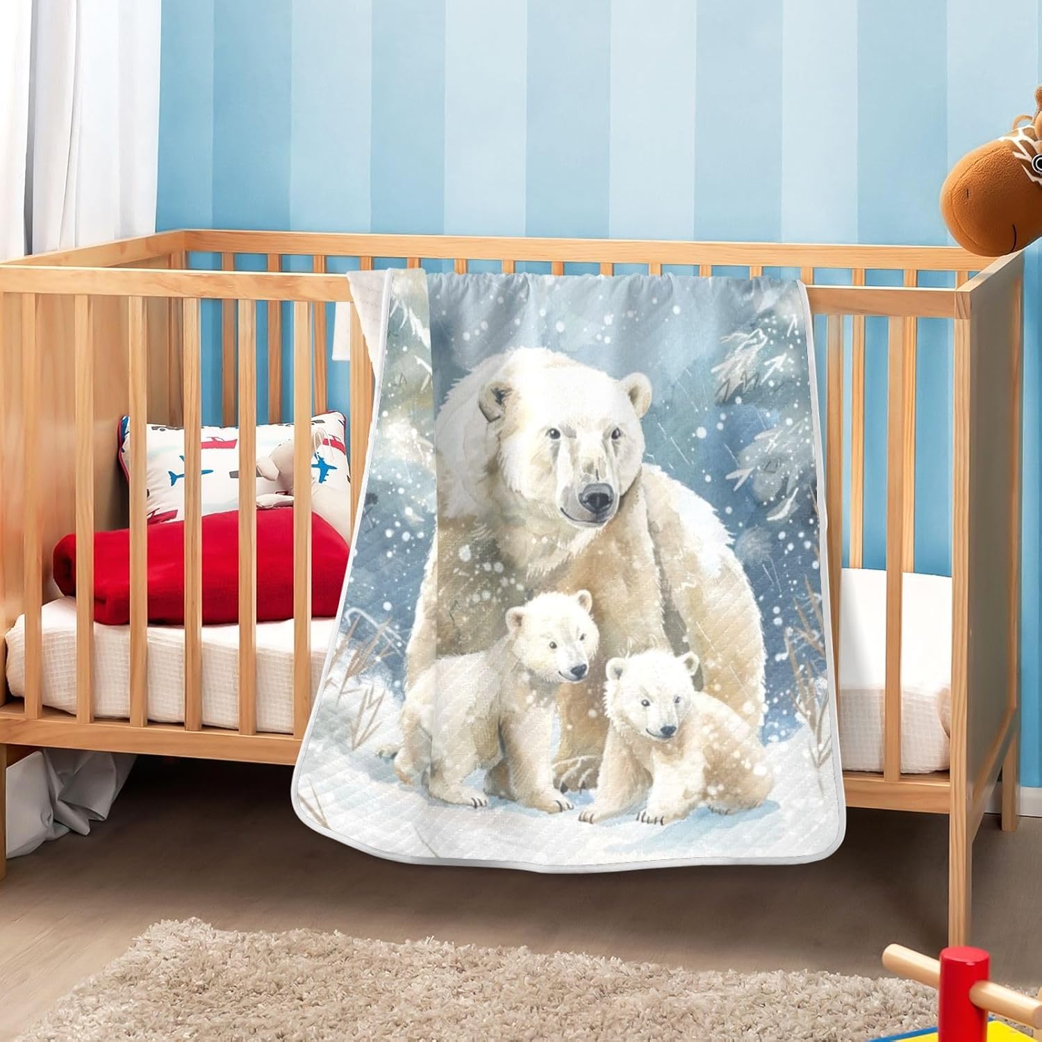 Soft Baby Blanket for Boys Girls 30x40 Inch Polar Bear Bed Blanket