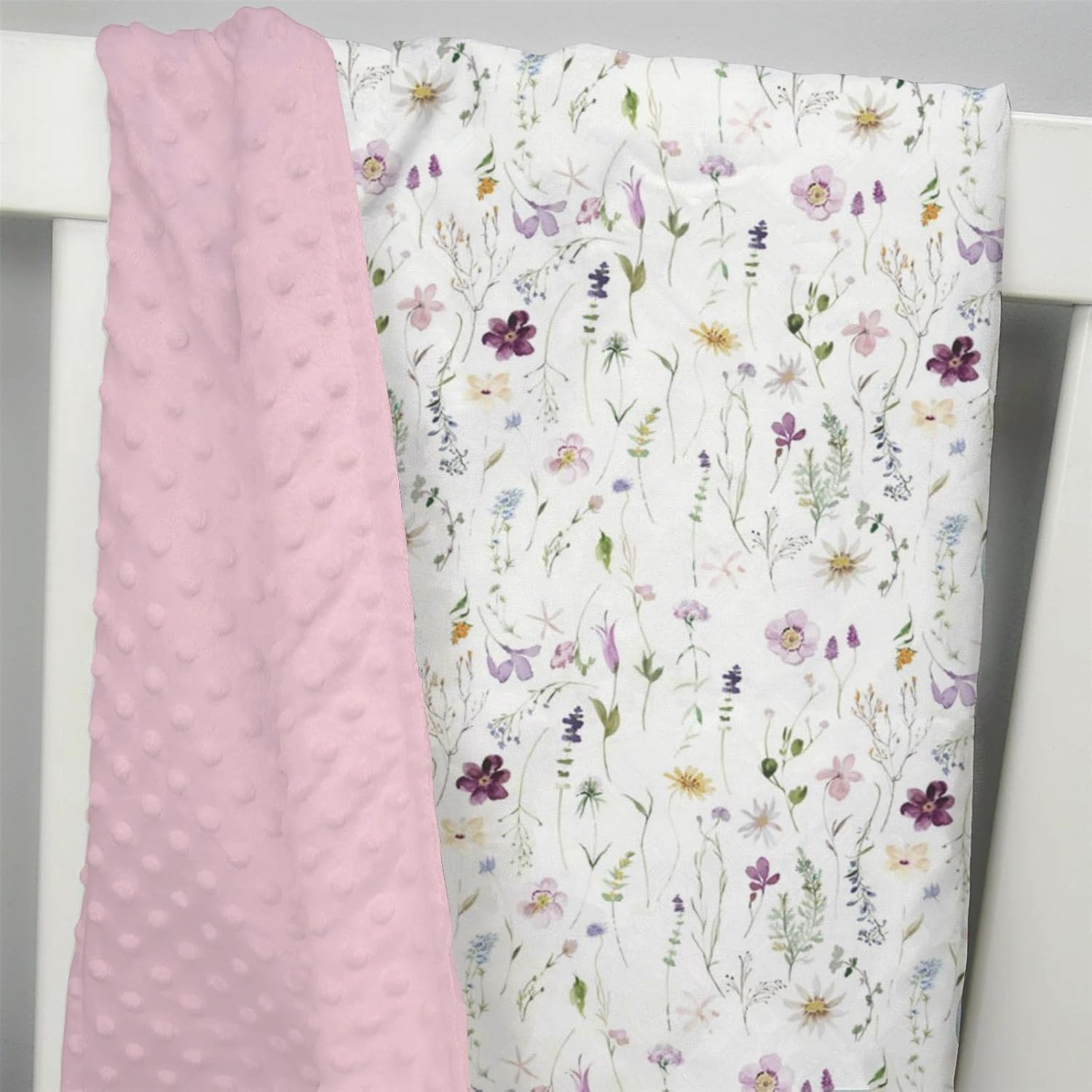 Mink Baby Blanket Pink Purple Floral - 30 x 40 Inches