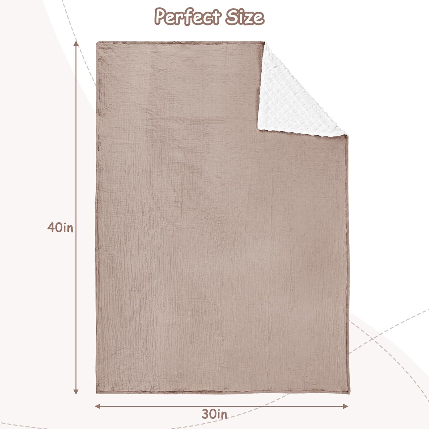 Man Fai Sky Baby Blankets - Breathable Muslin Dotted Wool 30x40 Inch Khaki