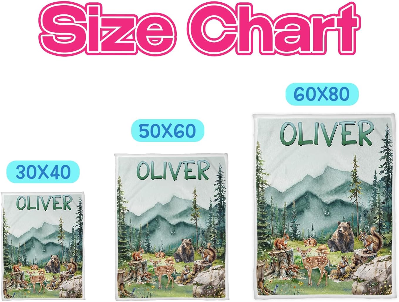 Zocoshi Personalized Mountain Forest Baby Blanket with Custom Name