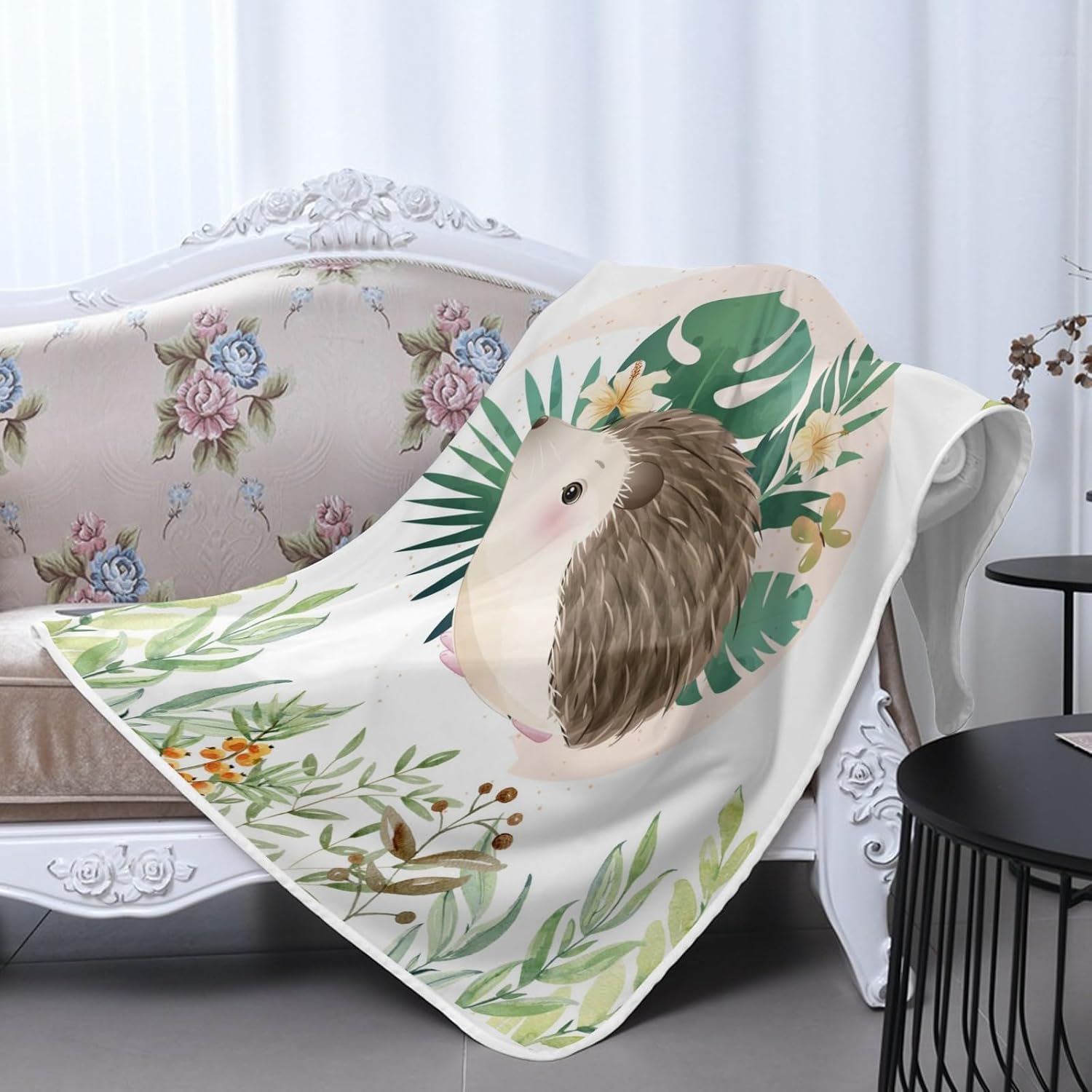 Deven Woodland Leaves Hedgehog Cooling Blanket for Toddler