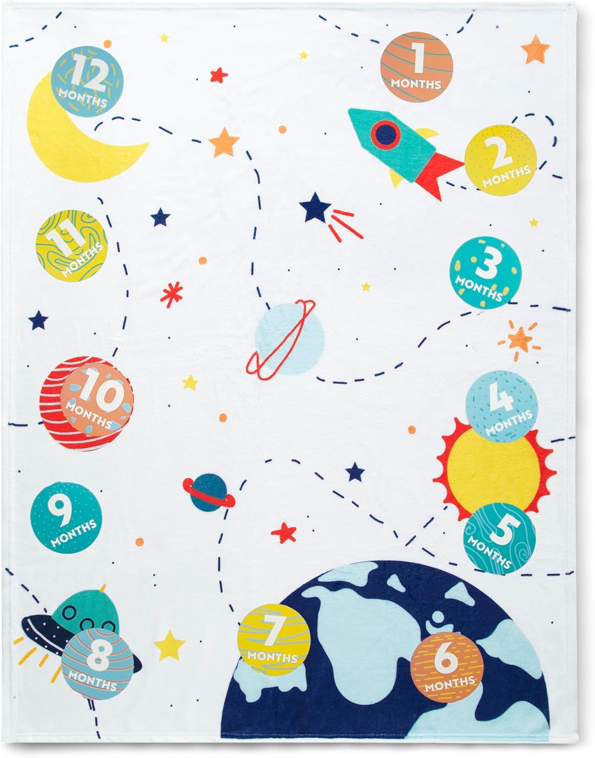 Delta Children Milestone Baby Blanket with 12 Space-Themed Cards