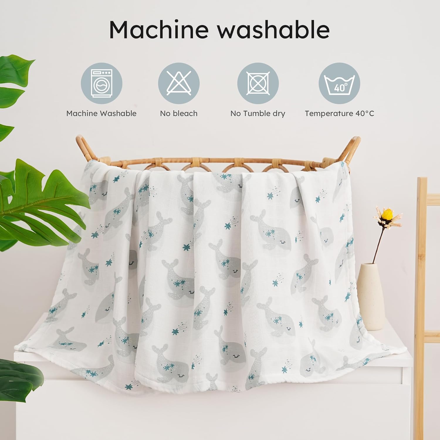 Yoofoss Muslin Swaddle Blankets 4-Pack Neutral Wrap