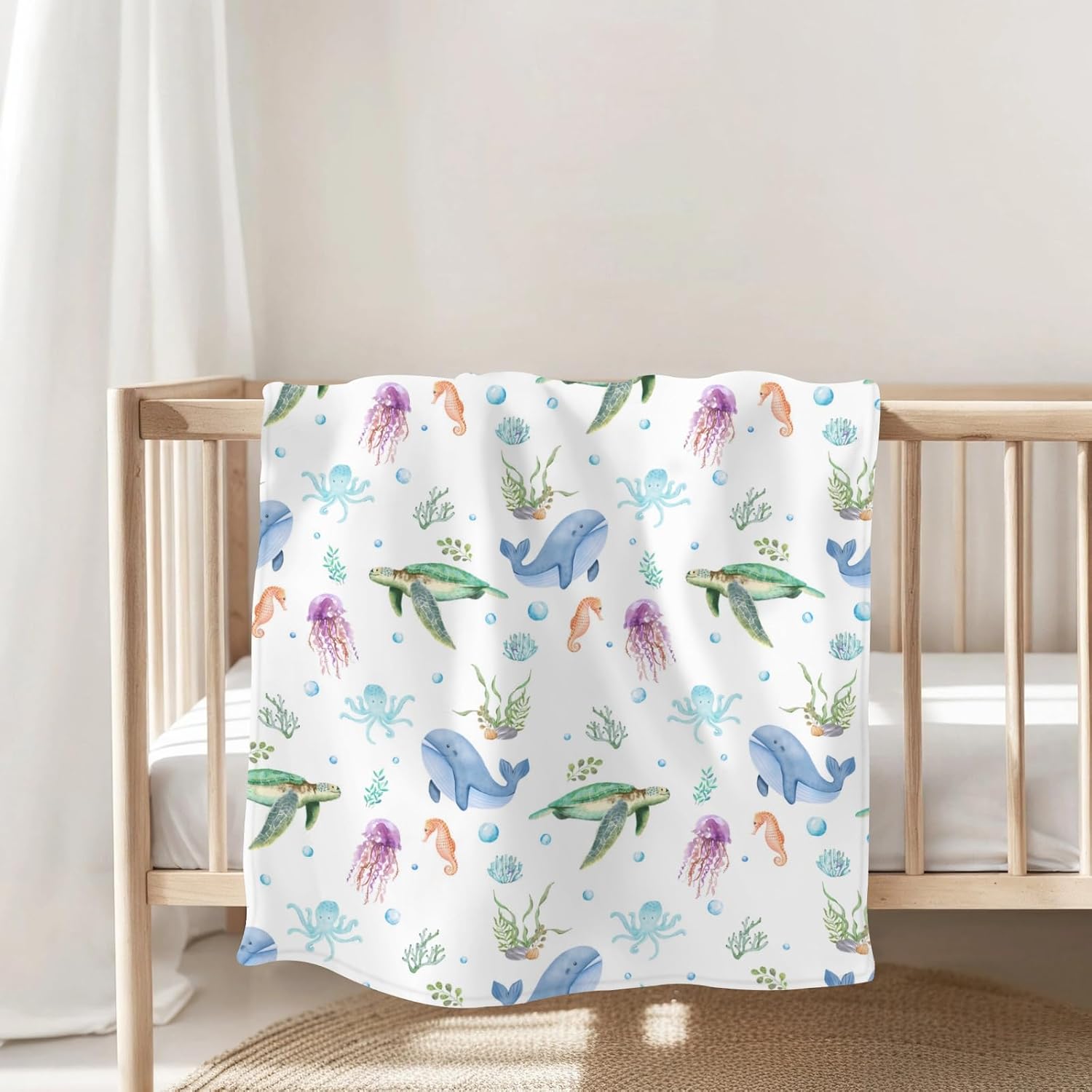 Boho Sea Animals Baby Blanket - Flannel 30x40inch