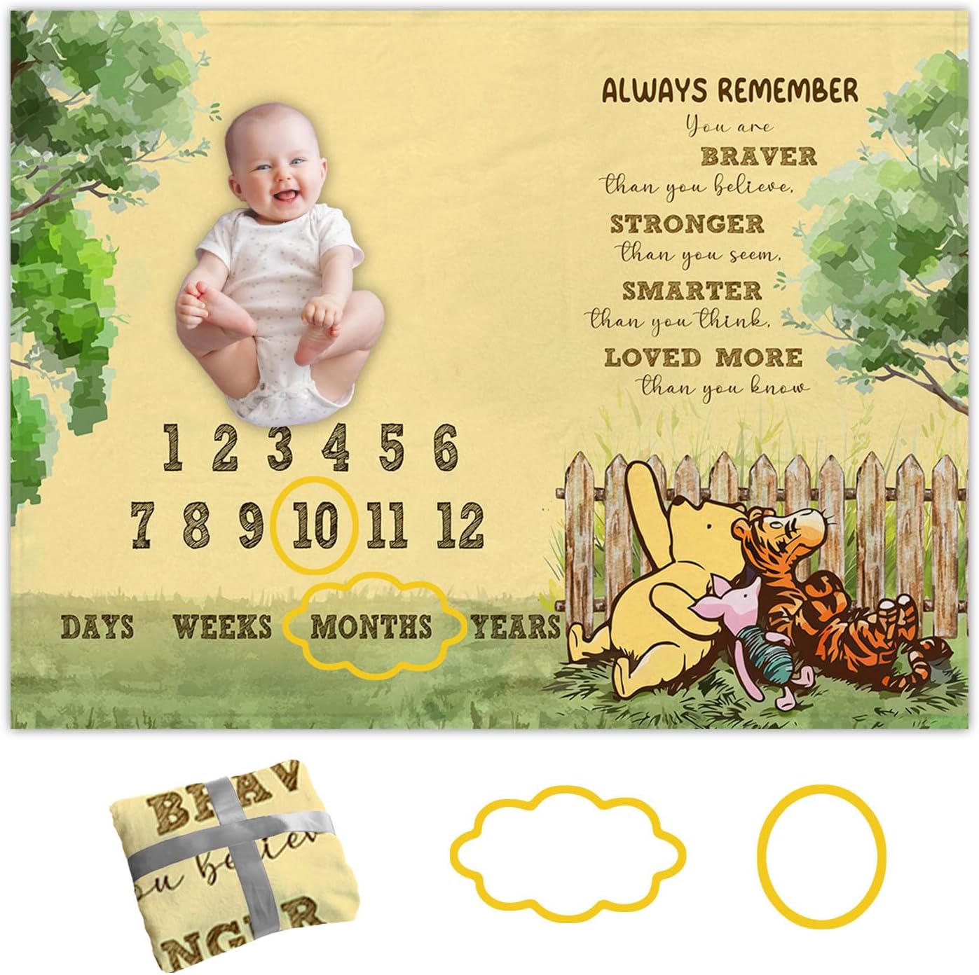 Winnie Baby Milestone Blanket Set with Photo Frames