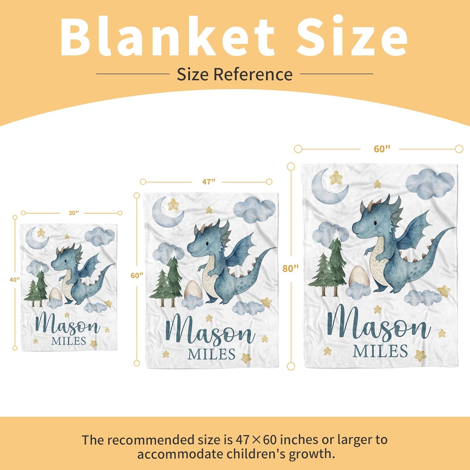 Personalized Baby Boy Dinosaur Blanket Custom Name Blanket for Toddlers and Infants