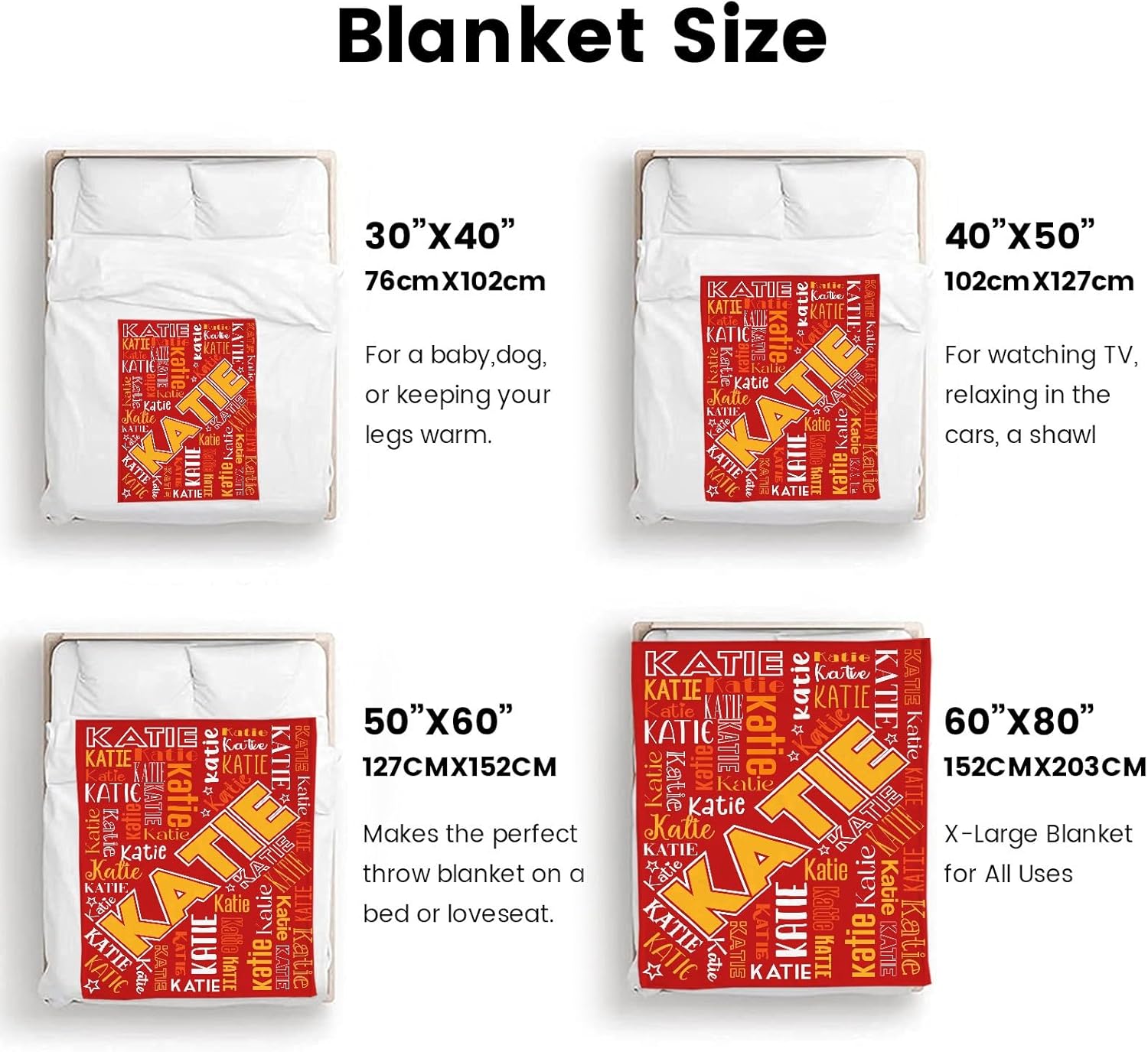 OAHEDIAM Personalized Baby Blanket with Name Red 30x40 Inches