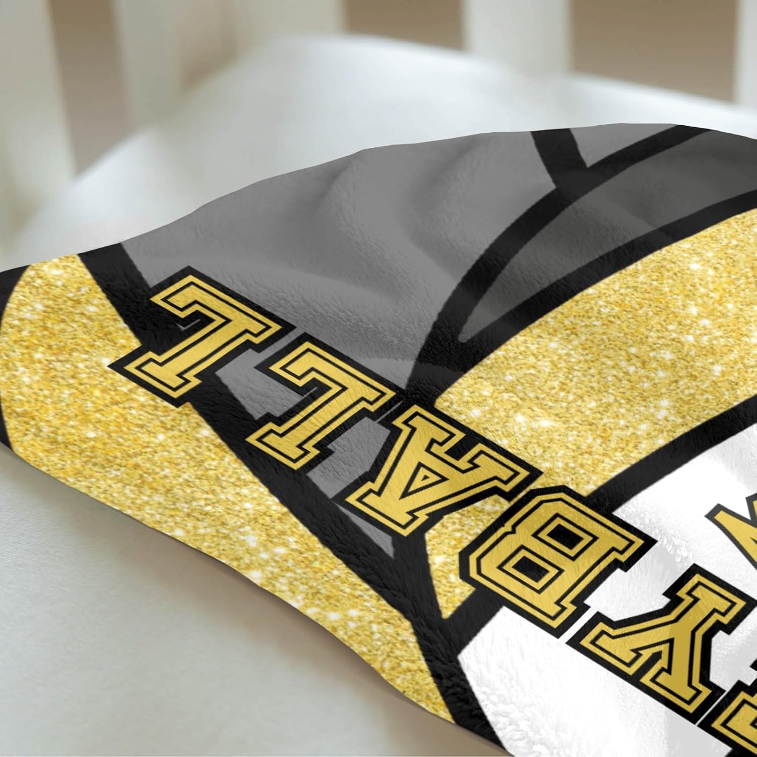 Personalized Baby Blanket - Glitter Yellow Volleyball Design 30x40