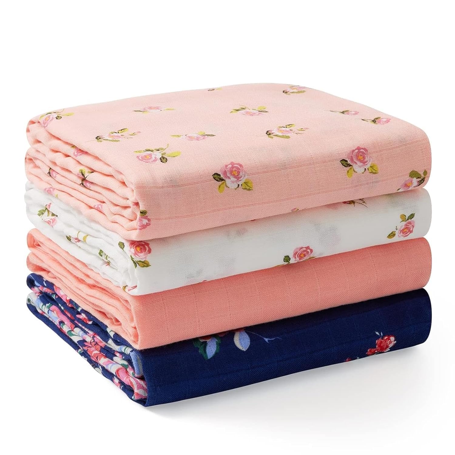 Momcozy Muslin Swaddle Blankets 4 Pack 47x47 Inches