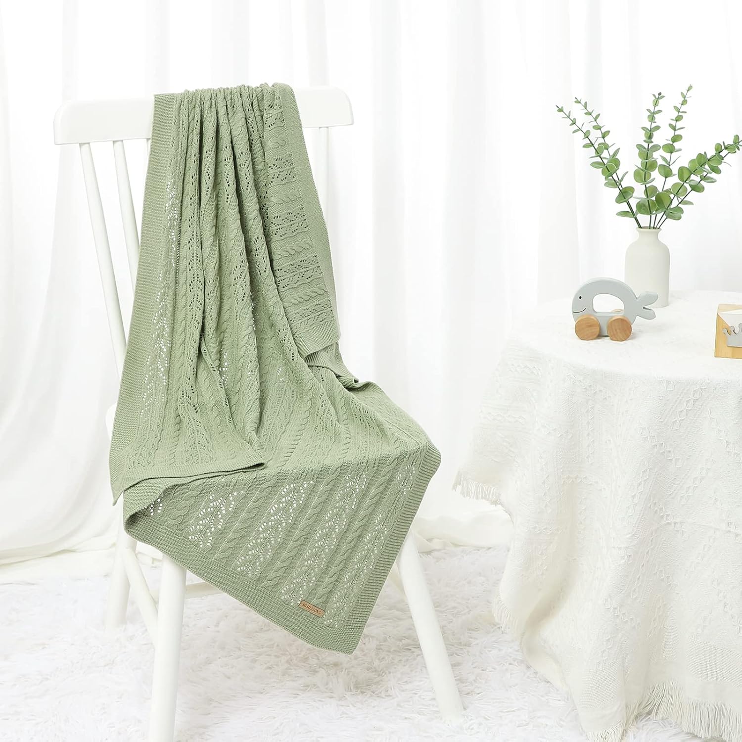 LAWKUL Neutral Knit Baby Blanket 40x30 Inches