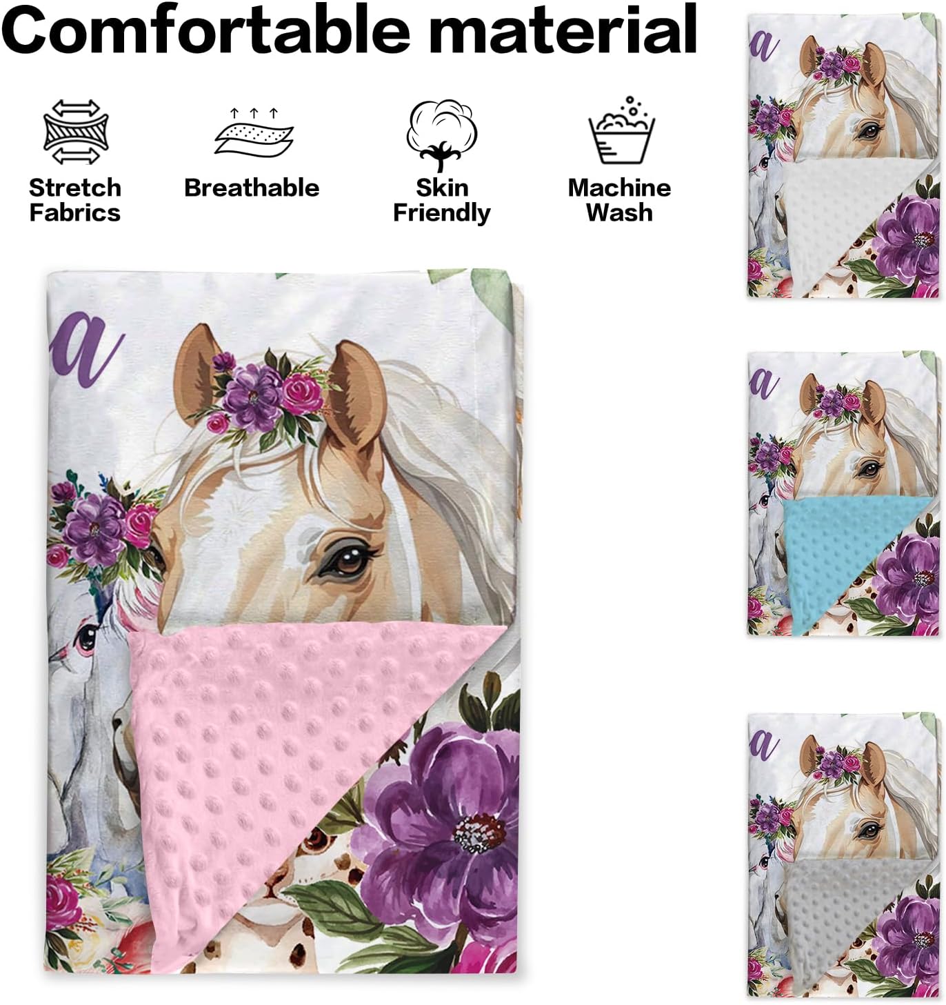 Custom Baby Blanket with Name and Animals Design 1