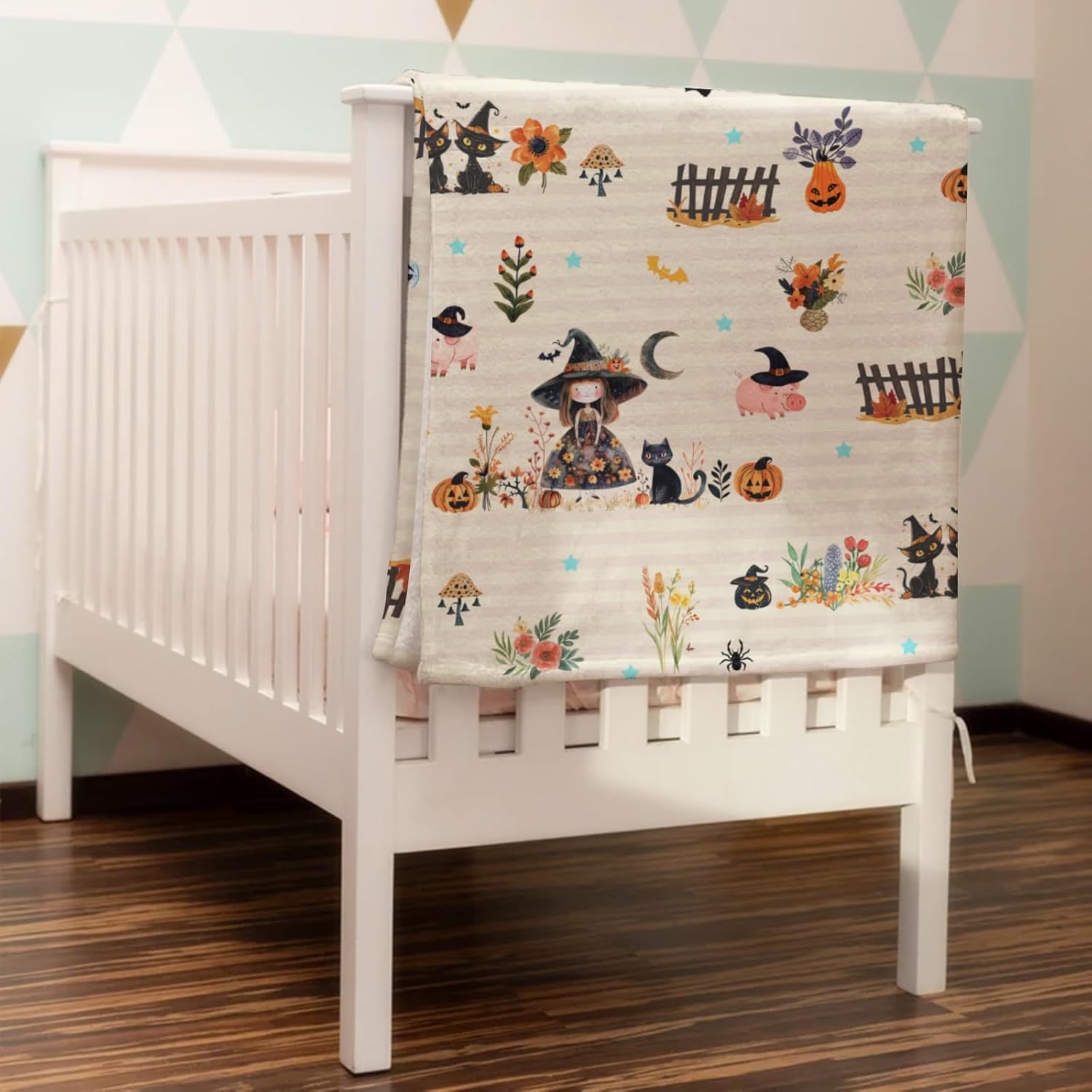 Hwmmbh Fall Farm Witch Cats Baby Blanket 1