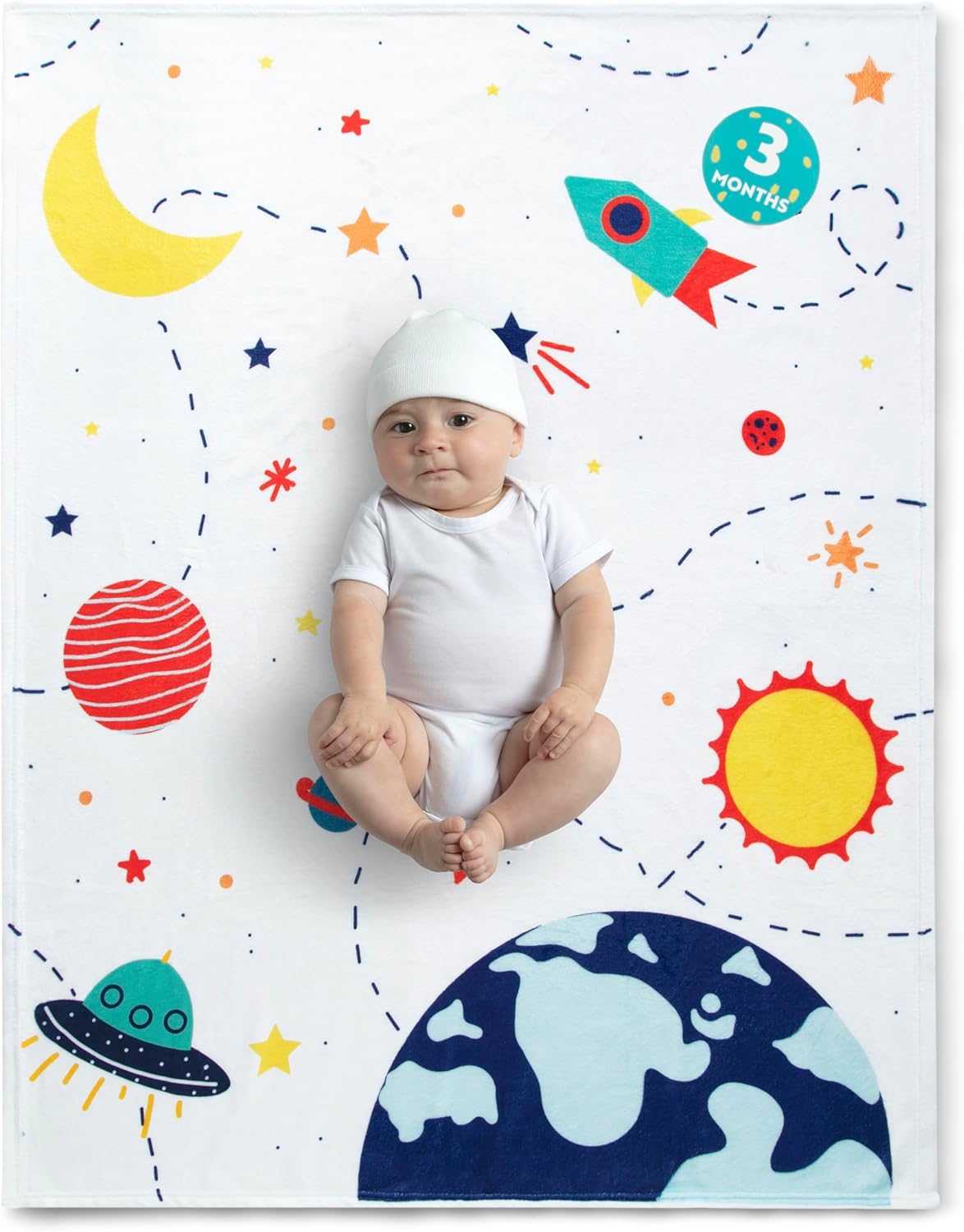 Delta Children Milestone Baby Blanket with 12 Space-Themed Cards