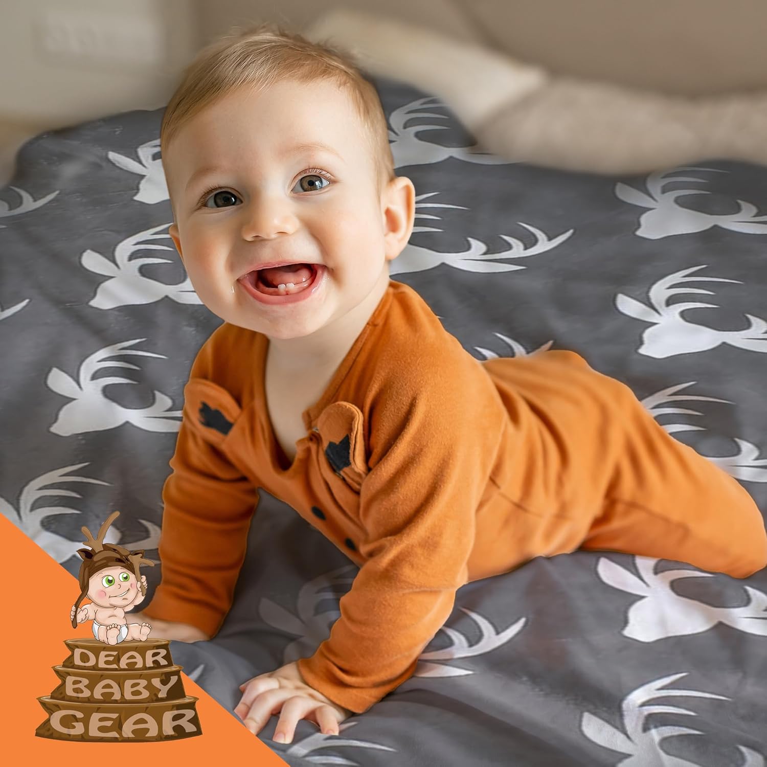 Dear Baby Gear Reversible Baby Blanket - Soft Cozy for Newborn Toddler