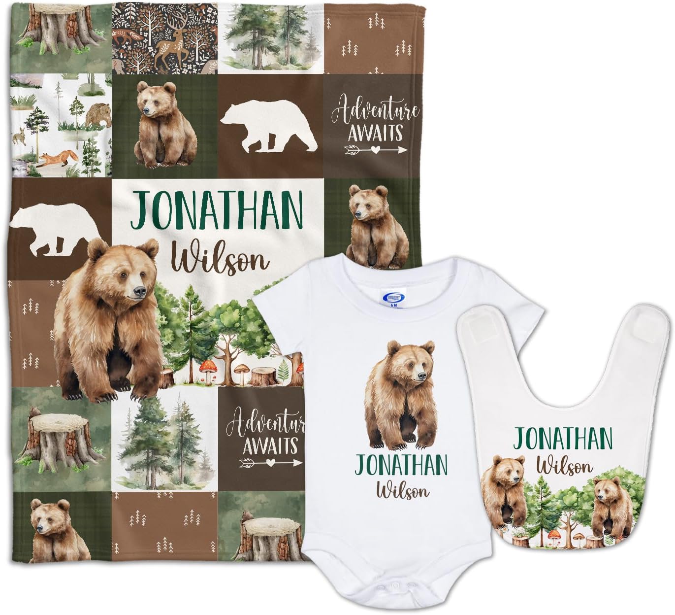 Personalized Woodland Baby Blanket with Custom Name 1