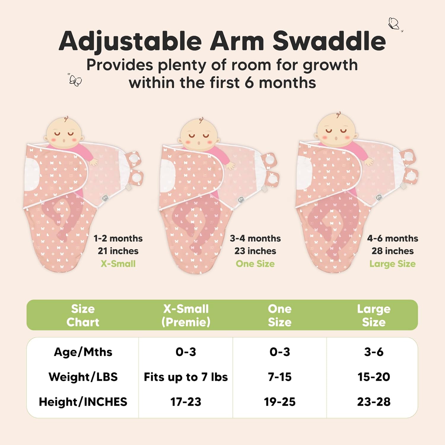 KeaBabies 3-Pack Organic Sleep Sacks for Newborns 0-3 Months