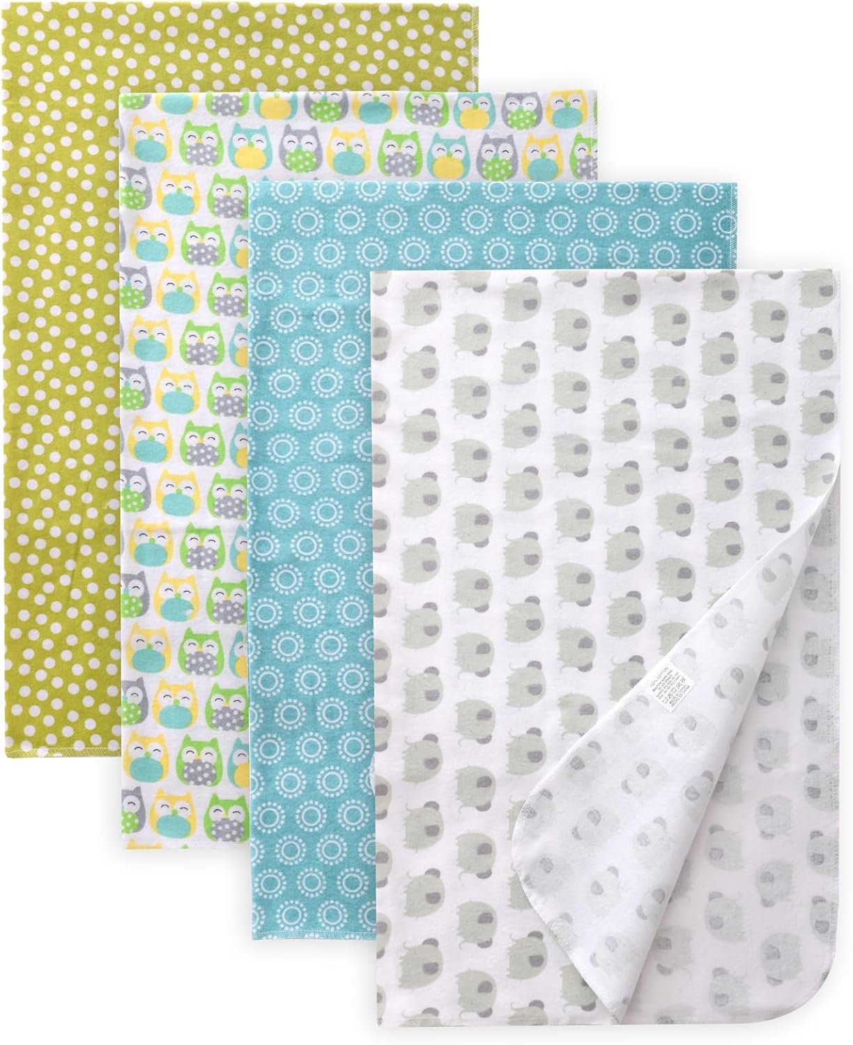 Gina Era 4 Pcs Cotton Flannel Receiving Blankets for Baby