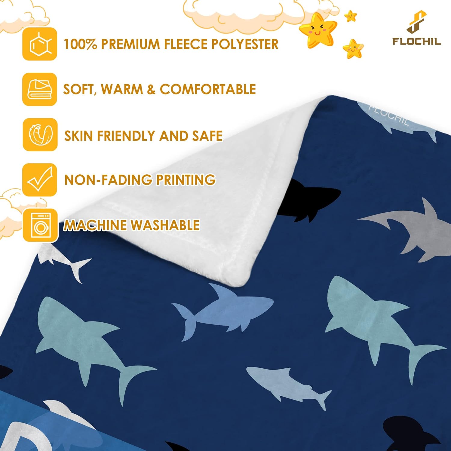 FLOCHIL Personalized Baby Blanket with Name and Elephants