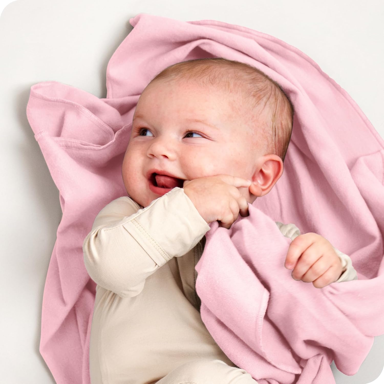 Bare Home 6-Pack Flannel Receiving Blankets 100 Cotton Hypoallergenic Light Pink