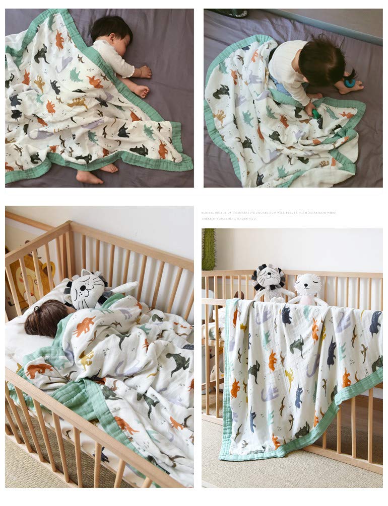 Little Jump Dinosaur Muslin Blanket - Soft Breathable and Cozy for Babies