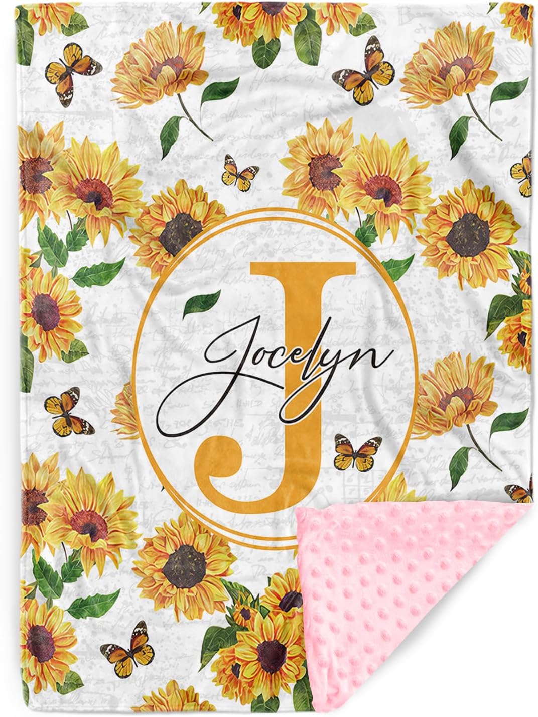 Personalized Baby Blanket with Name - Yellow Flowers Pattern