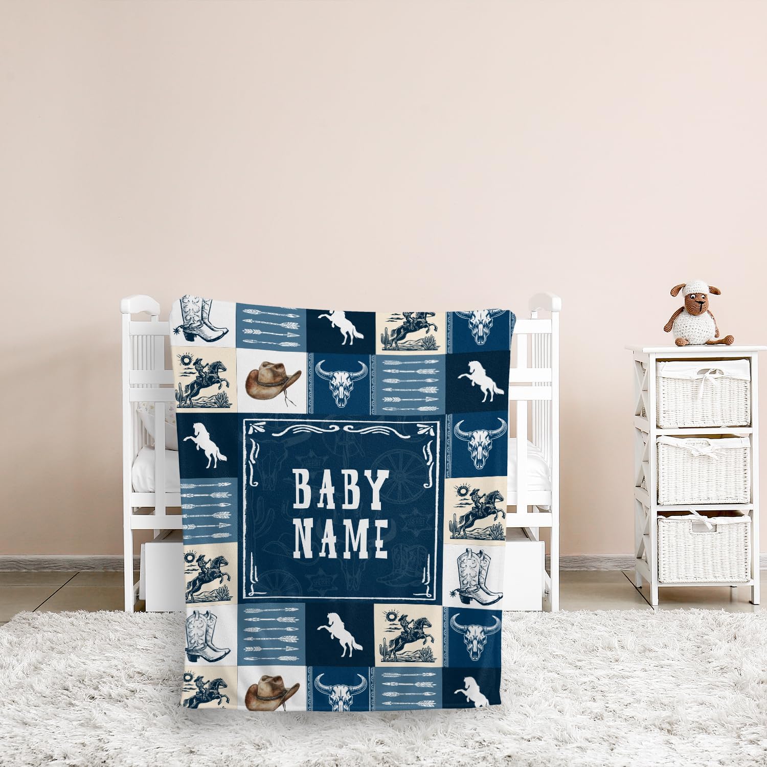 Personalized Western Baby Blanket for Boys Custom Name Cozy Family Gift