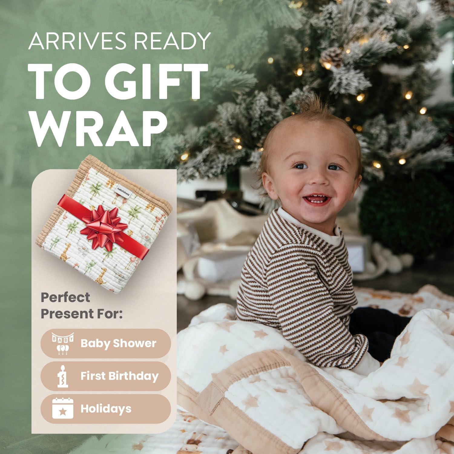 Natchiketa Organic Cotton Muslin Blanket - 10 Layers Soft Baby Quilt for Swaddling