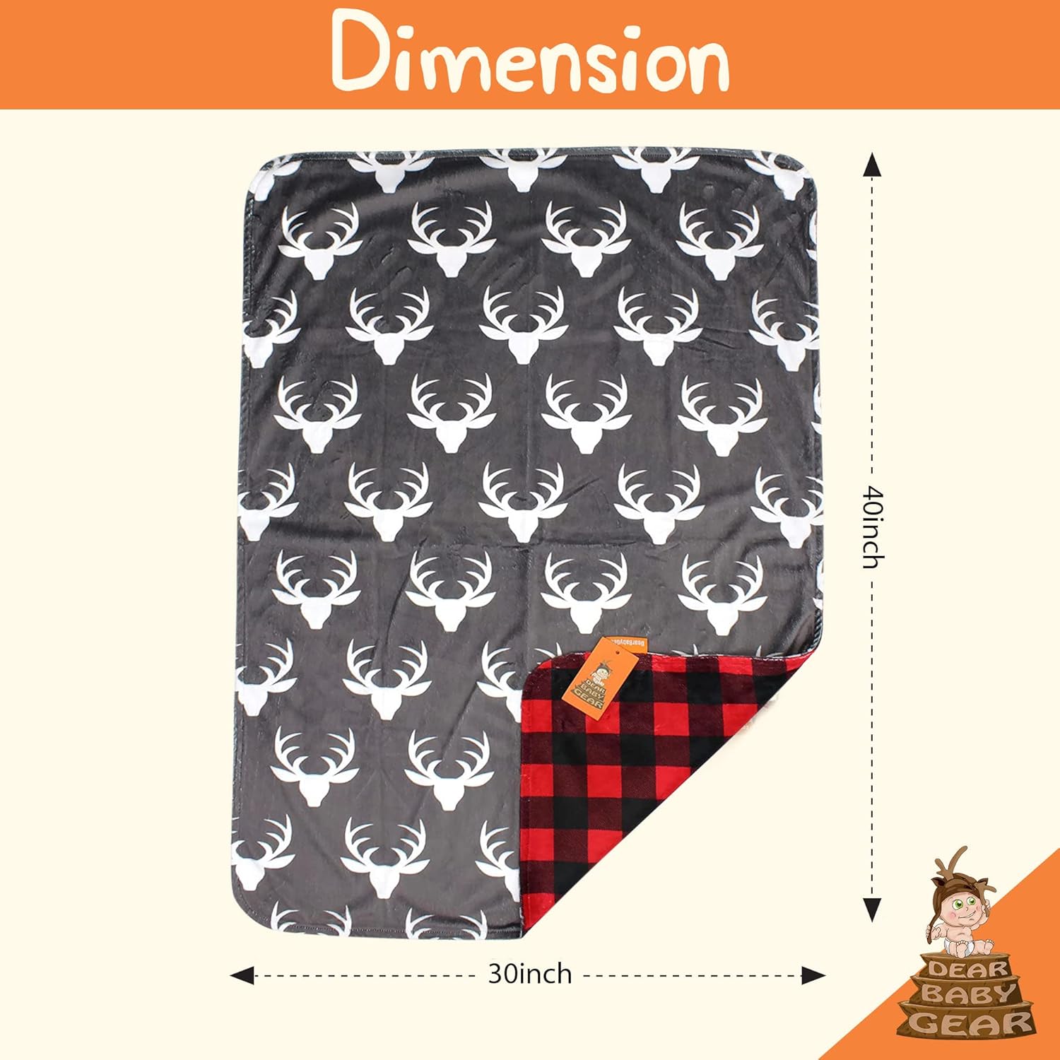 Dear Baby Gear Reversible Baby Blanket - Soft Cozy for Newborn Toddler