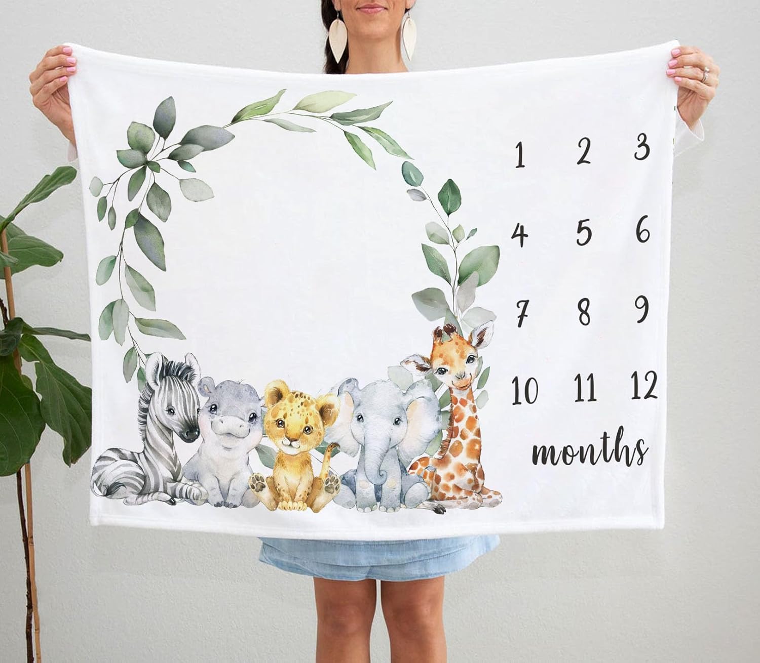 Yuzioey Jungle Safari Growth Tracking Blanket