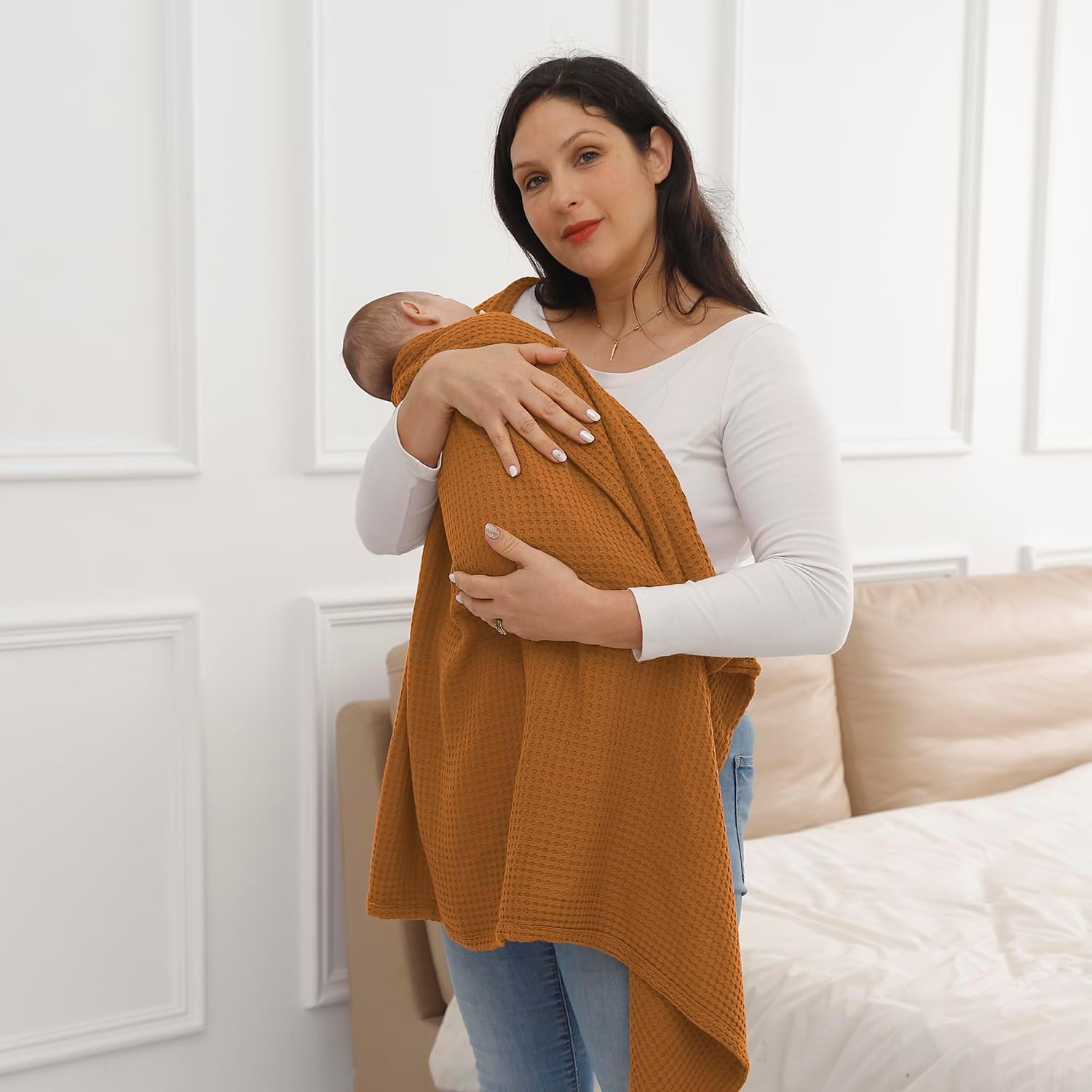 Kloovete 36 x 40 inch Cooling Waffle Weave Receiving Blanket