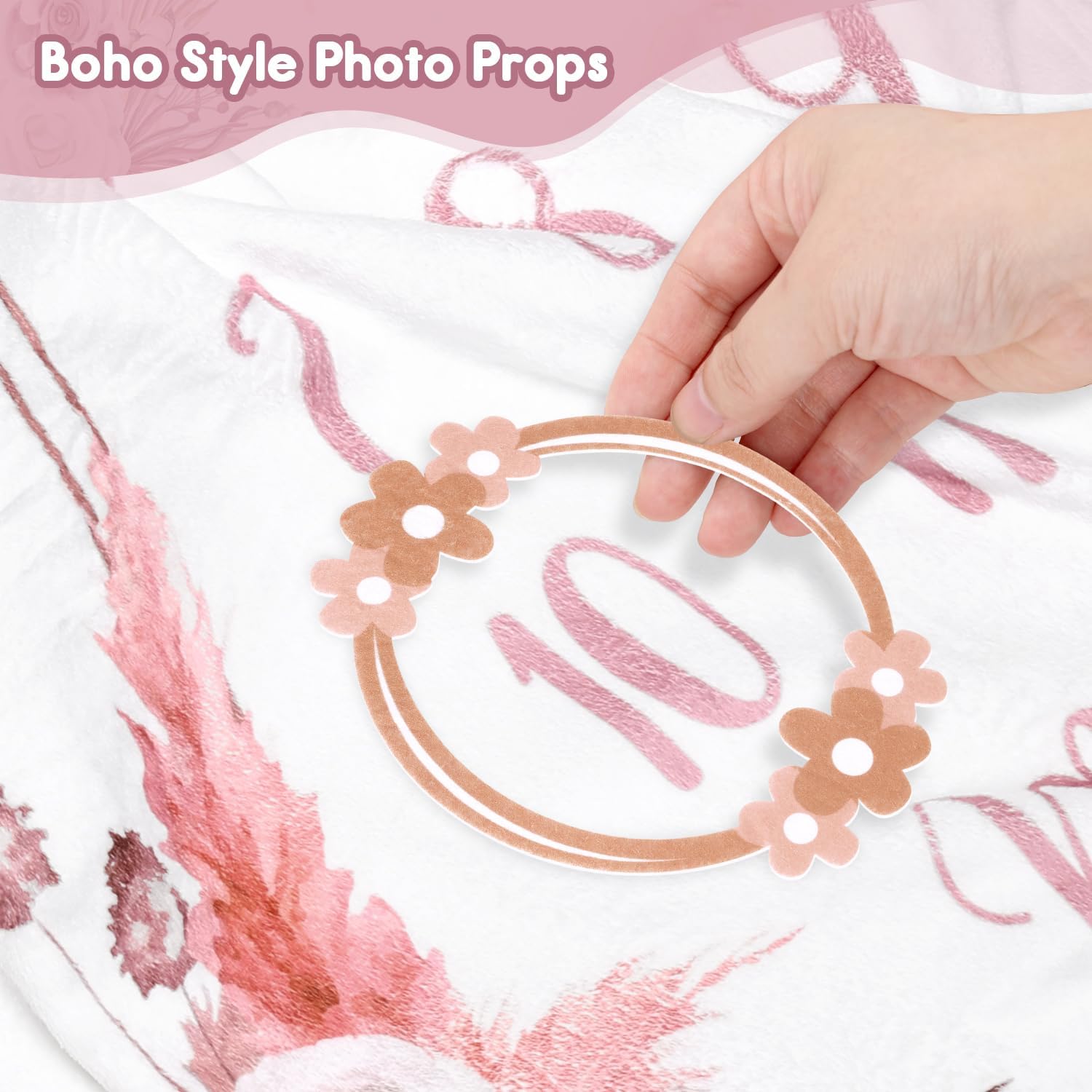 Floral Boho Baby Monthly Milestone Blanket 40 X 50