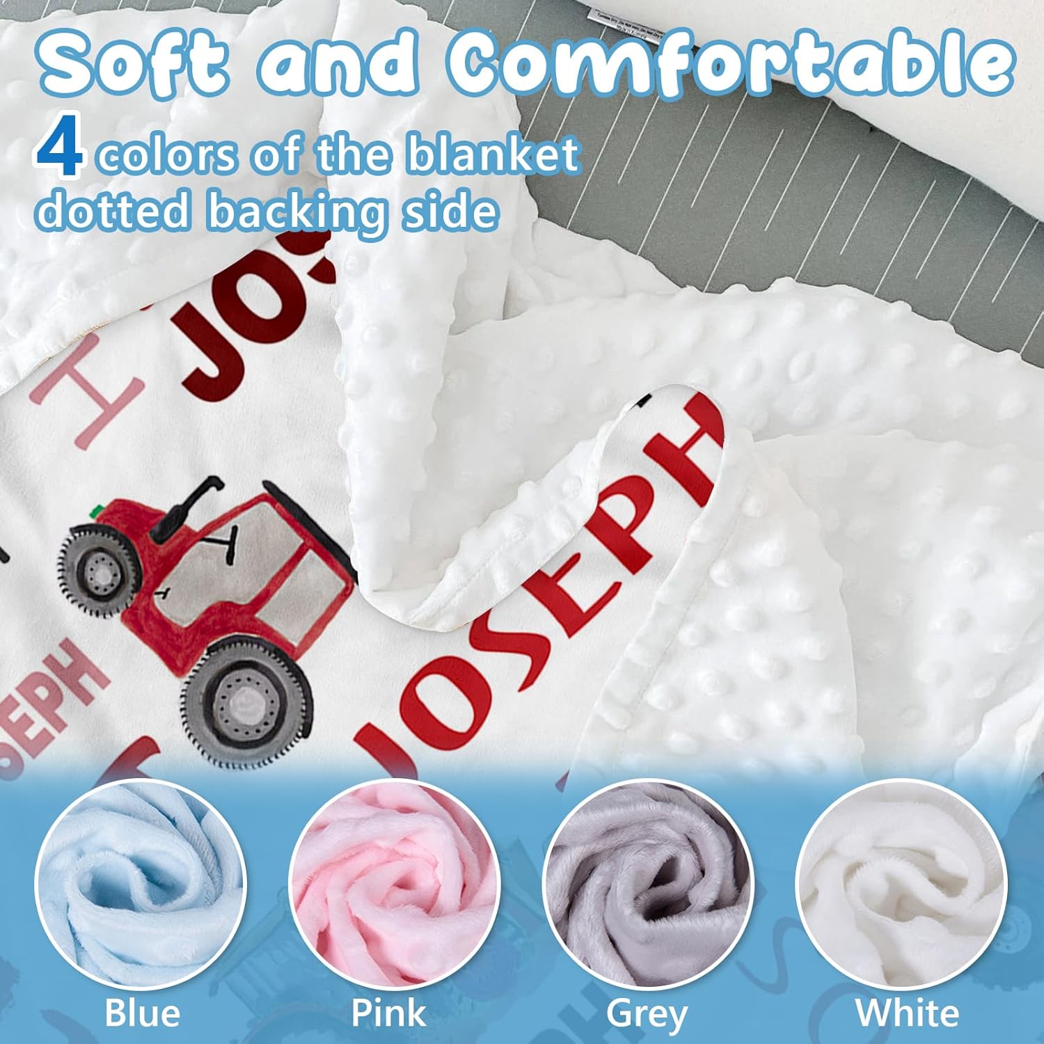 Personalized Car Baby Blanket with Name for Boys and Girls