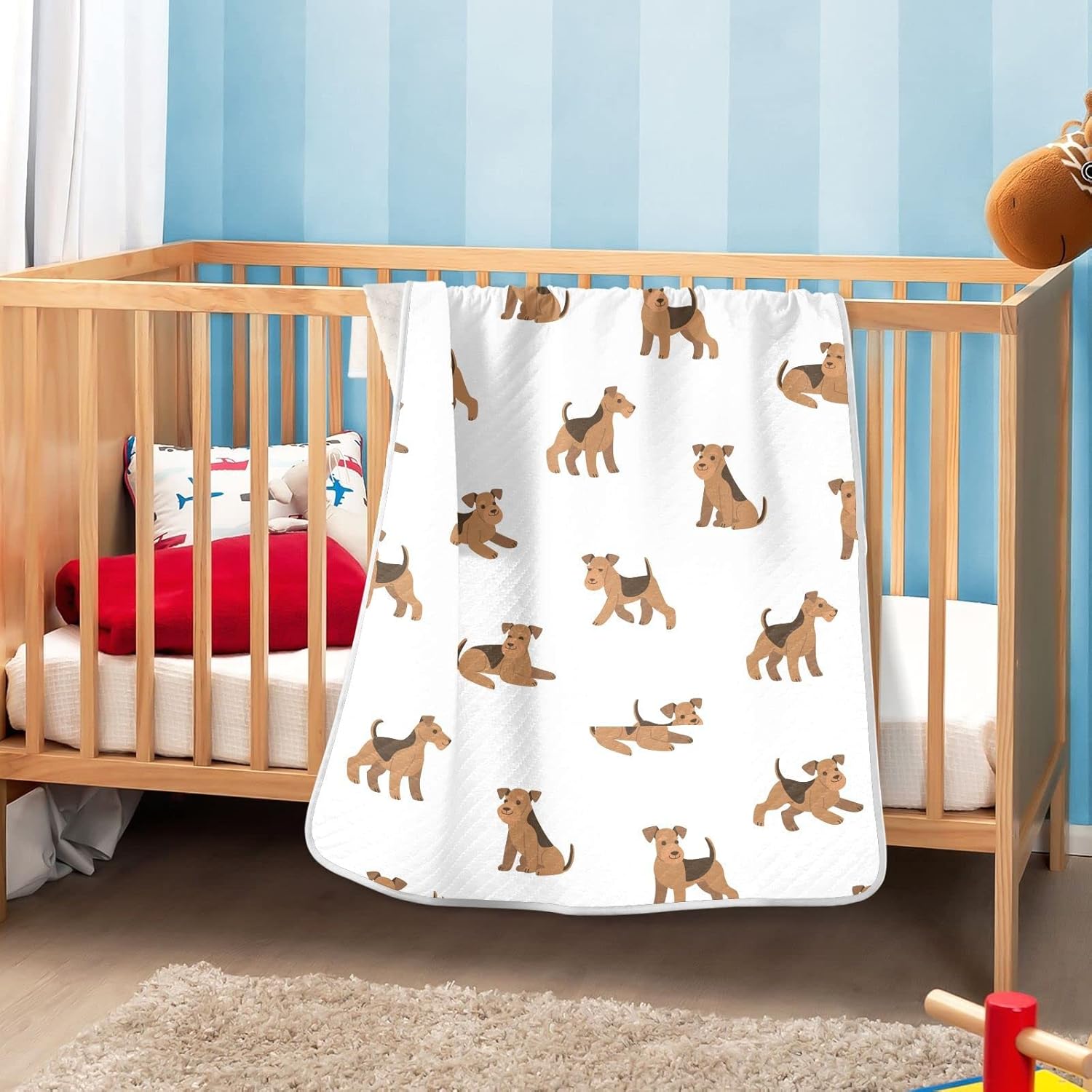 Pigsaly Cartoon Airedale Terrier Baby Blanket 30x40in