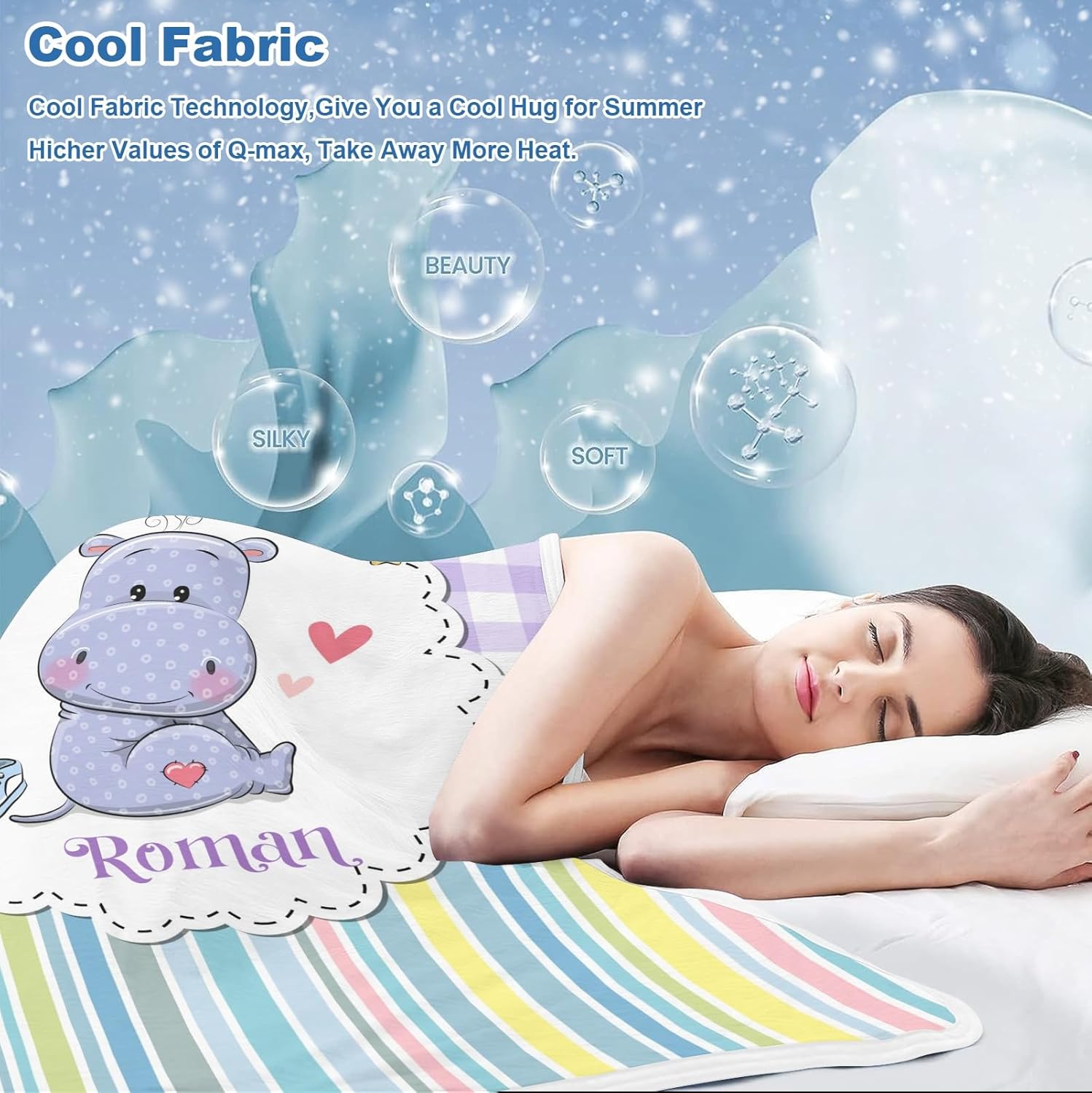Deven Cute Hippo Purple Cooling Blanket for Toddler 1