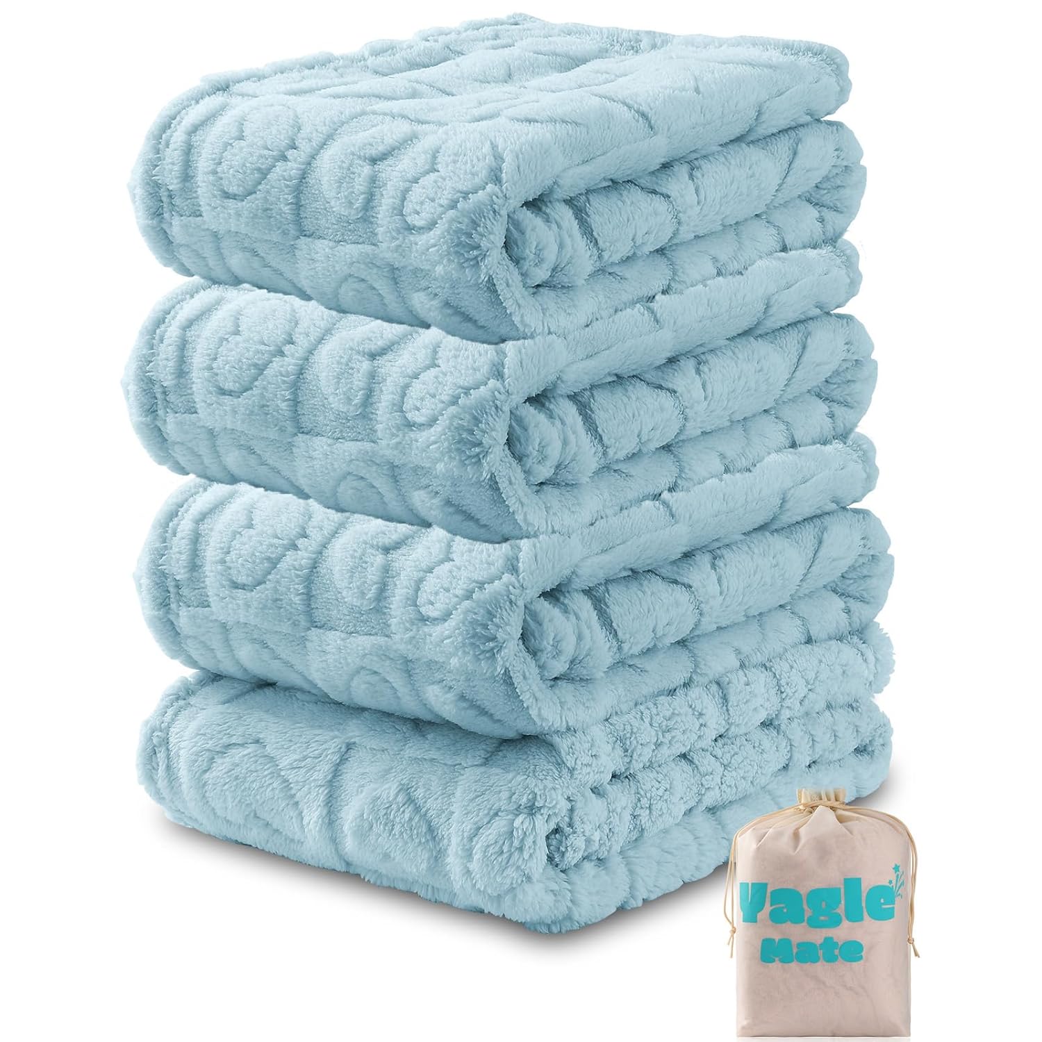 Yagle Mate 4 Pcs Baby Blankets Fluffy Crib Blankets 30x40 Blue