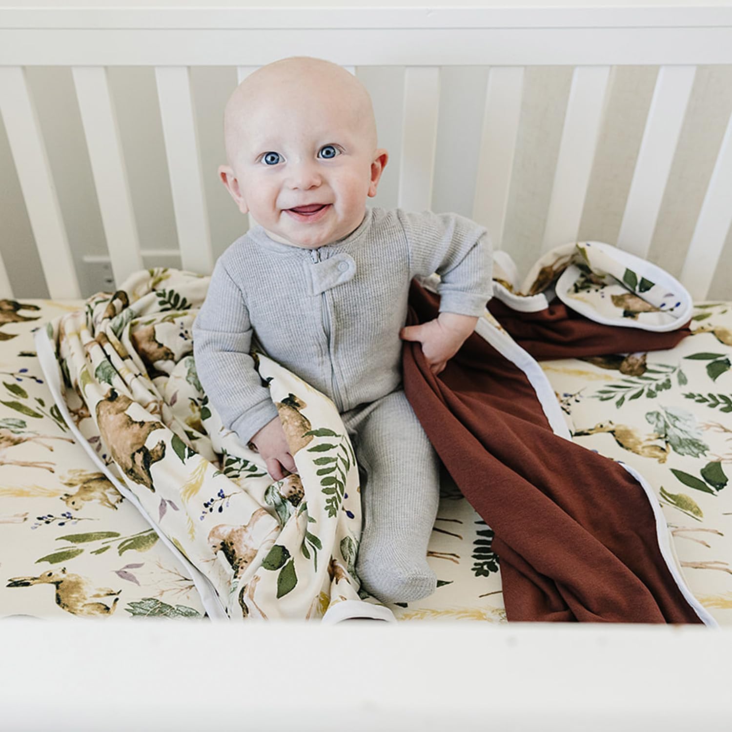 Pobi Baby Soft Neutral Wildlife Blanket 1