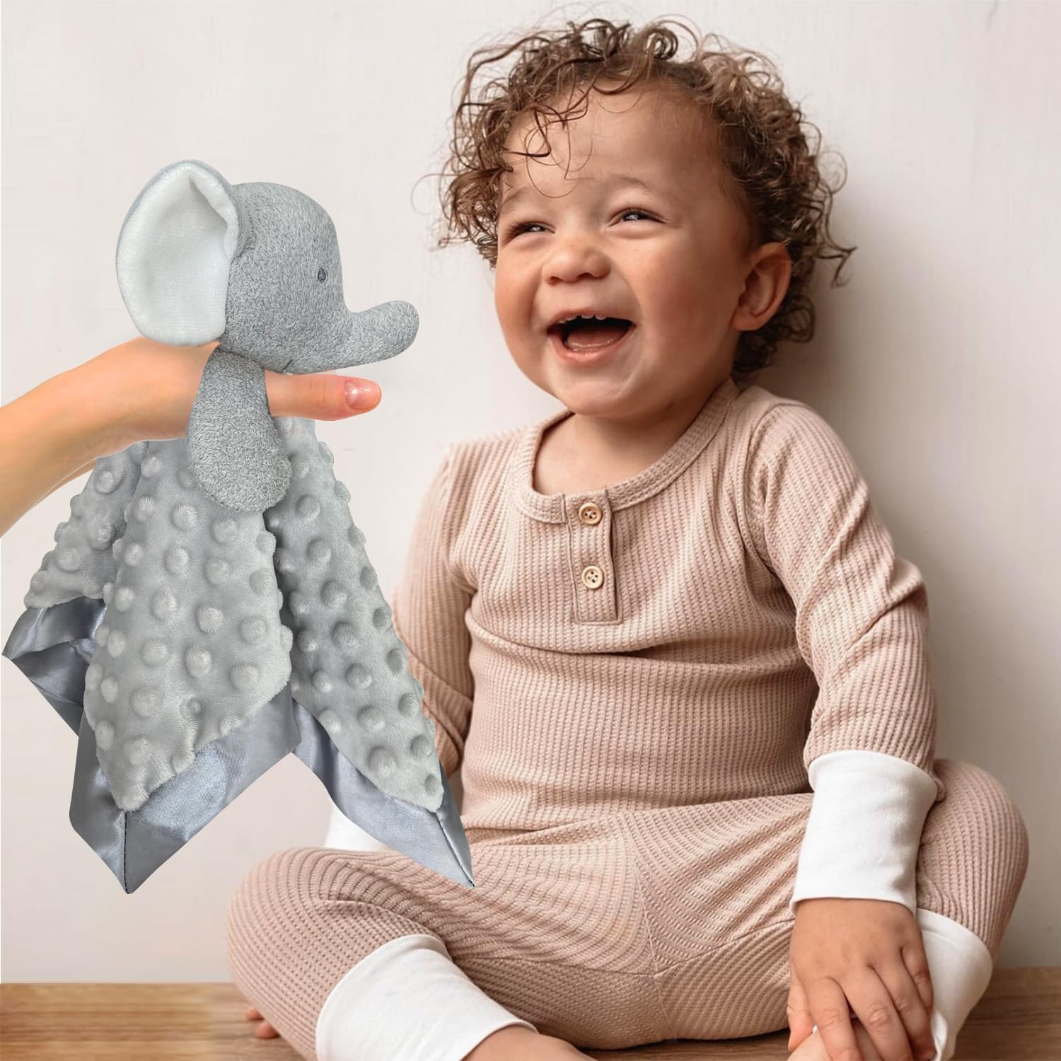 Babycolor Elephant Baby Security Blanket 15 Inch Grey