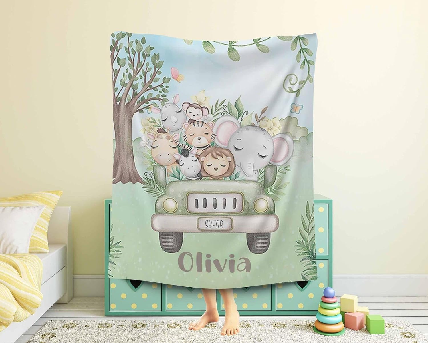Customized Name Baby Forest Animal Blanket