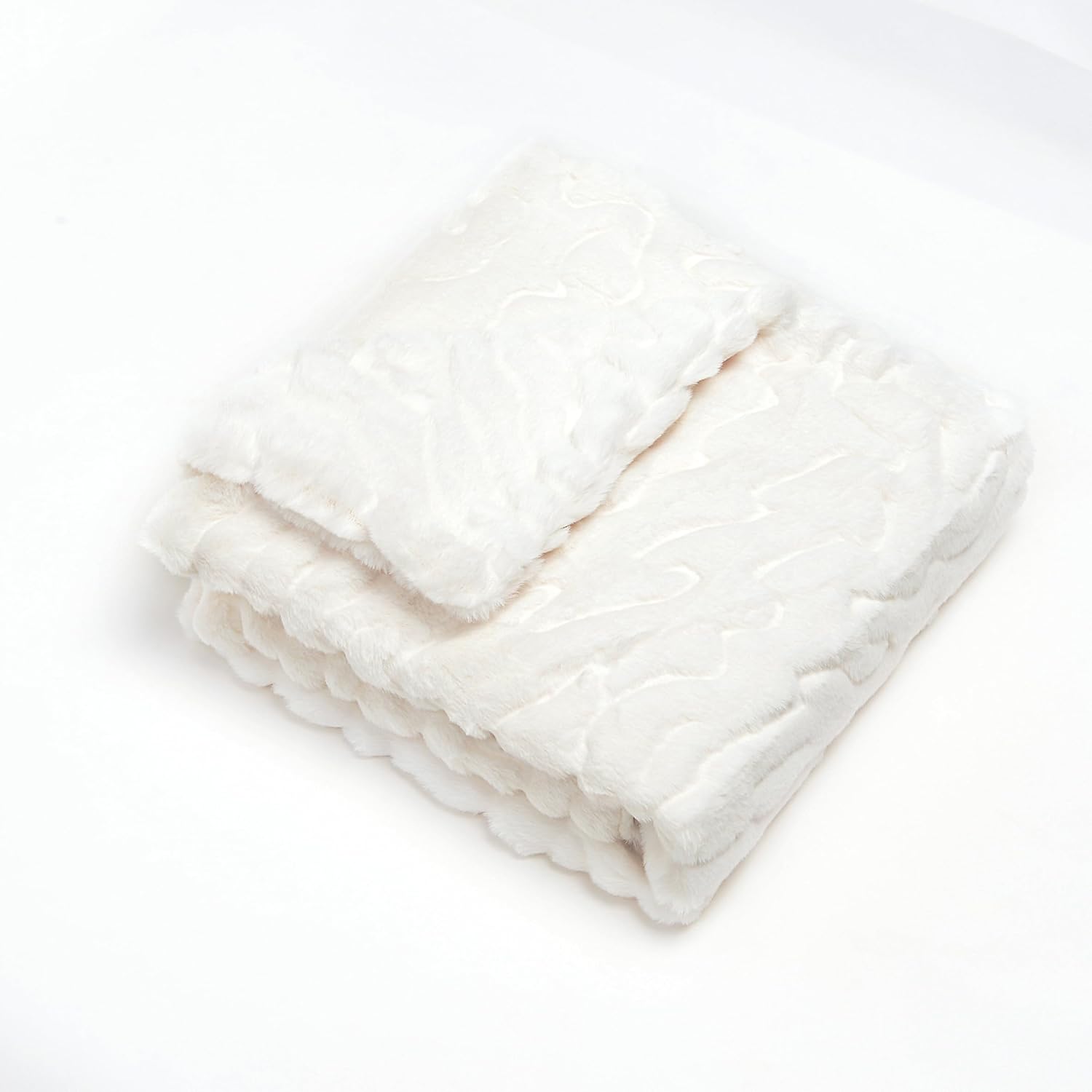 Cuddle Cookie Baby Solid Faux Fur Blanket Ivory