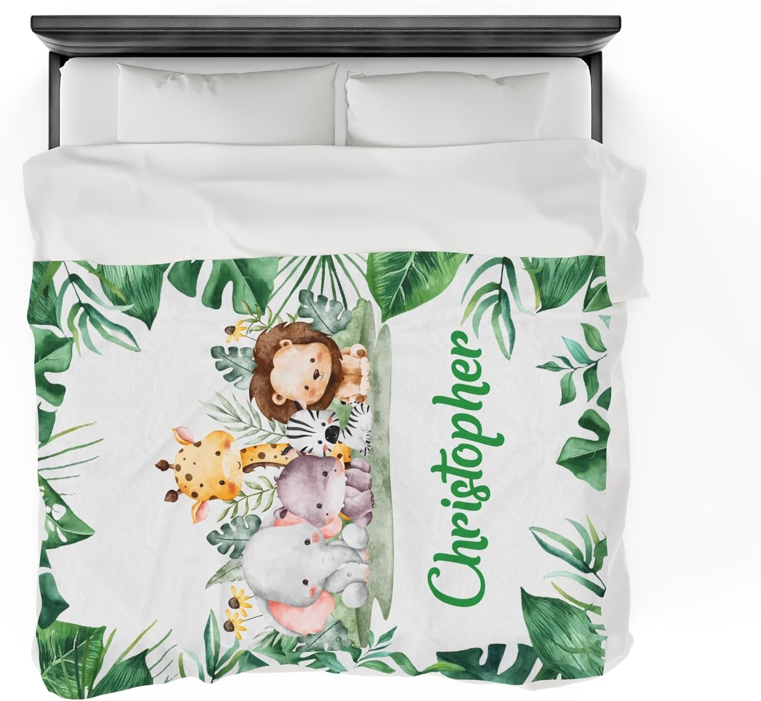 Custom Safari Baby Blanket with Name